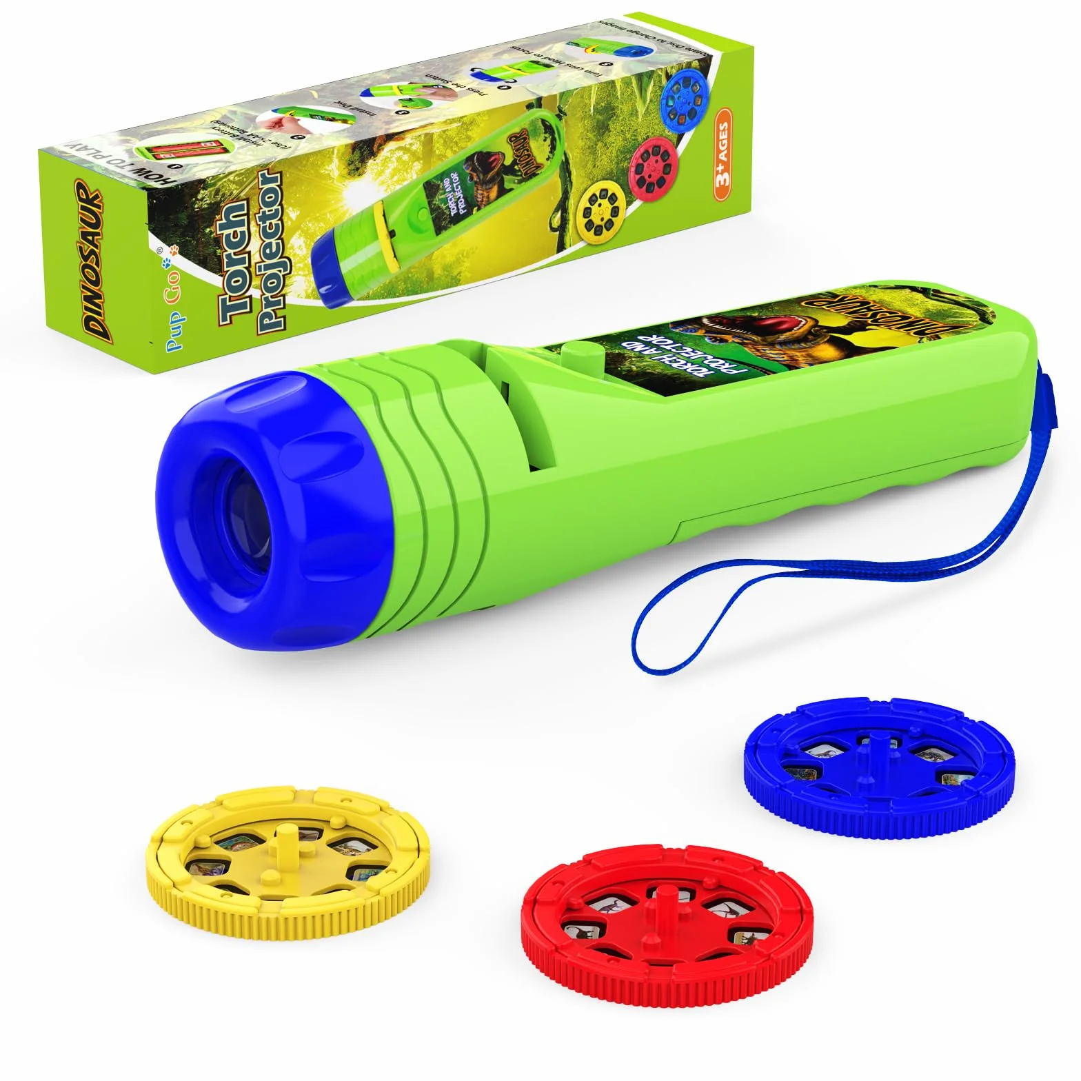 Pup Go Lampe Torche Projecteur Dinosaure Enfants 3+ Ans, 3 Disques 24 Images, Jouet Éducatif Scientifique