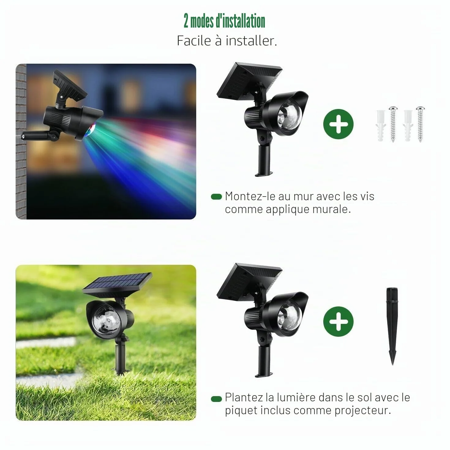 Projecteur d'étoiles LED solaire RVB extérieur avec télécommande