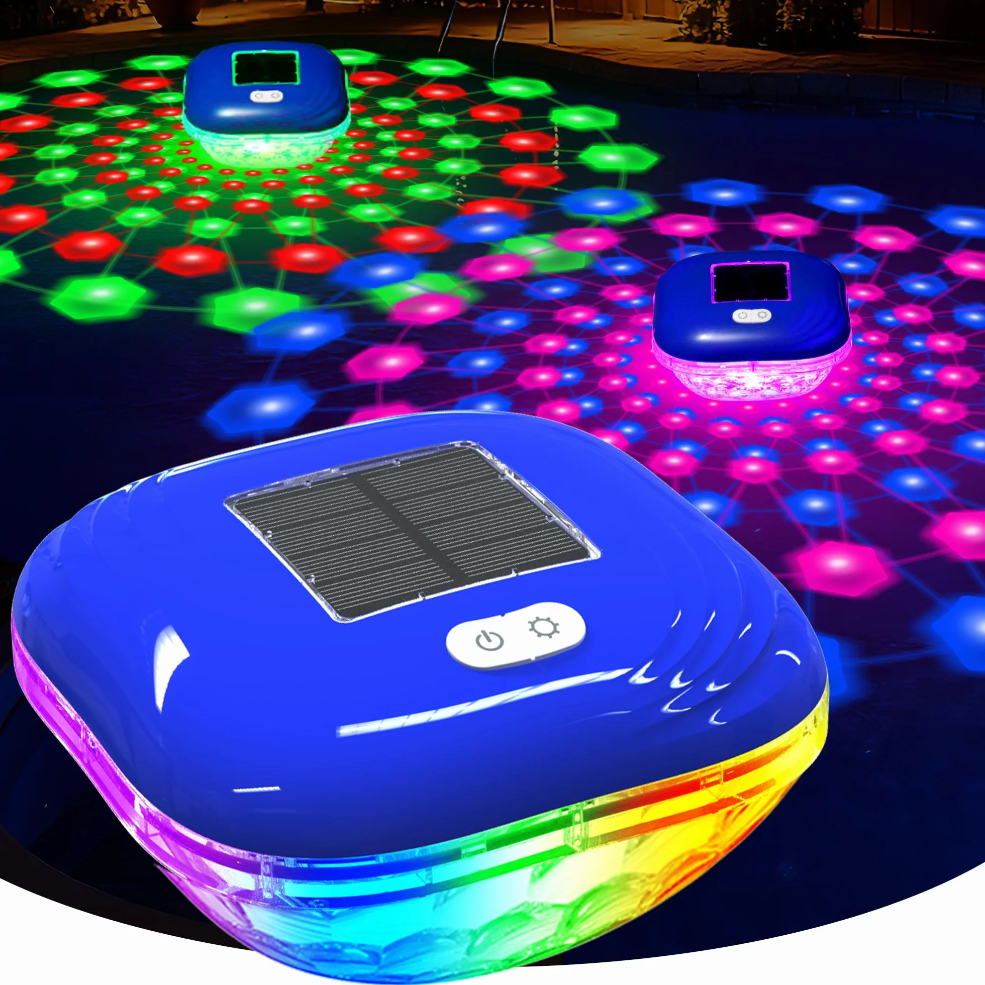 Luxfero Lampe Piscine Flottante Solaire IP68 LED 9 Couleurs, Éclairage Piscine Extérieure