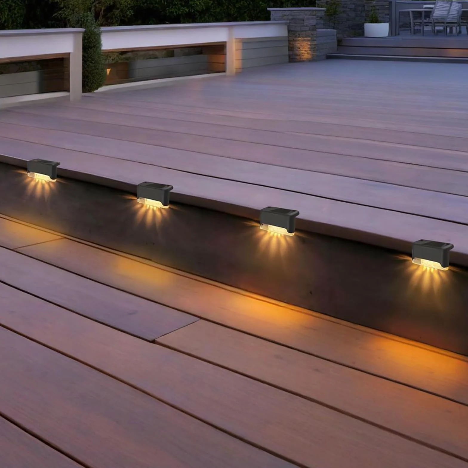Lampes Solaires Extérieures IP65 Lot de 12 - LED Étanche pour Marches, Clôture, Jardin (Noir, Blanc Chaud)