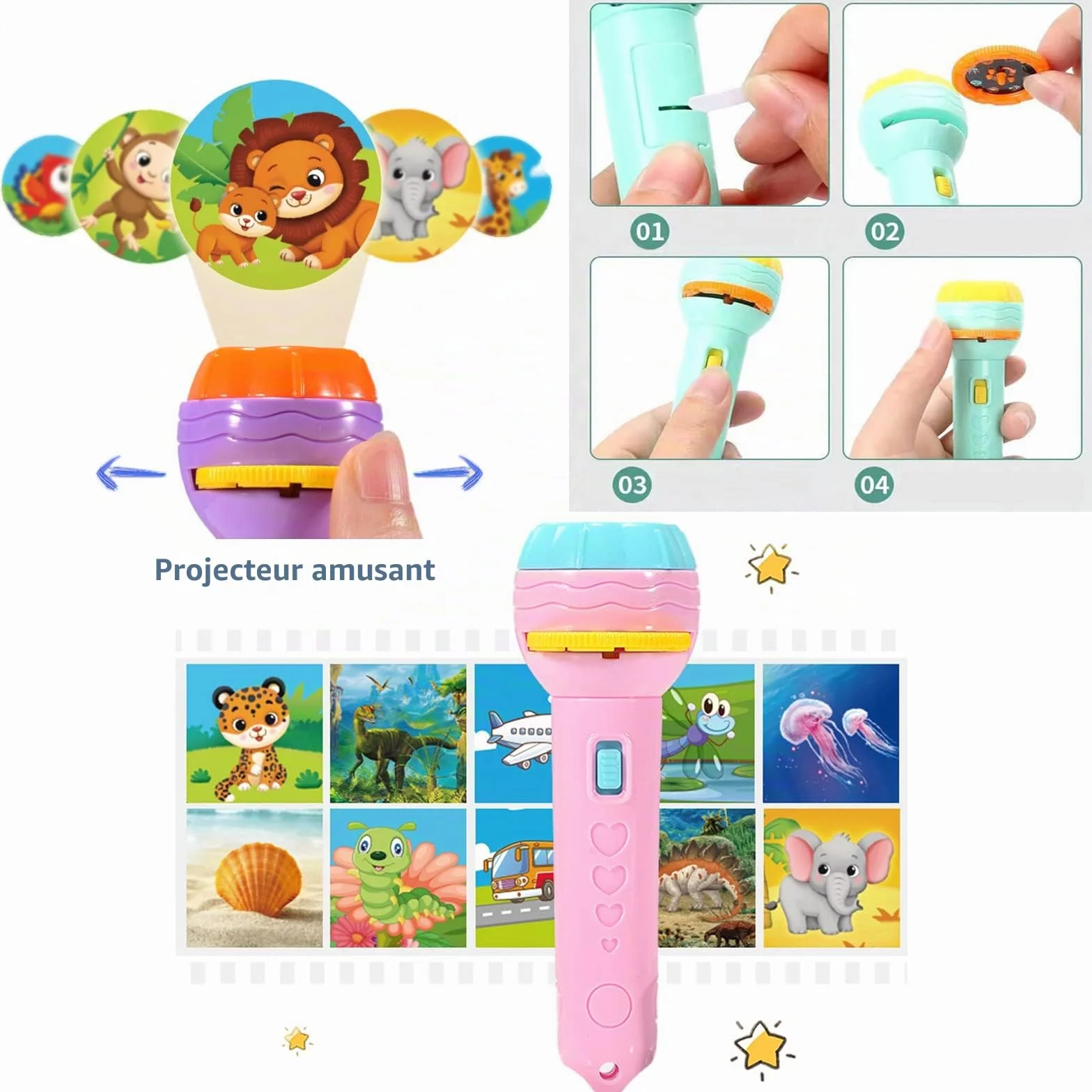 Lampe Poche Projecteur Enfants Jouet 80 Images Différentes Mini Projecteur Histoire