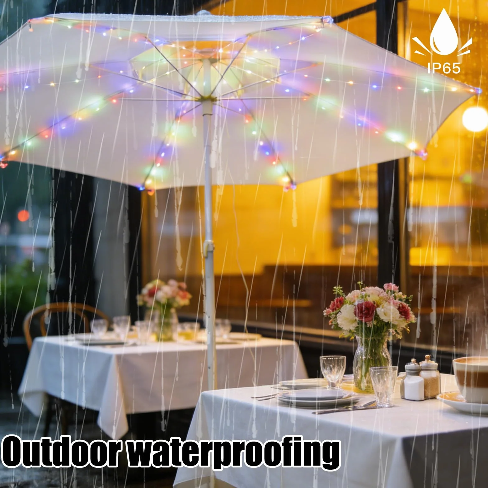 Guirlande lumineuse LED pour parasol IP67 8 modes avec télécommande