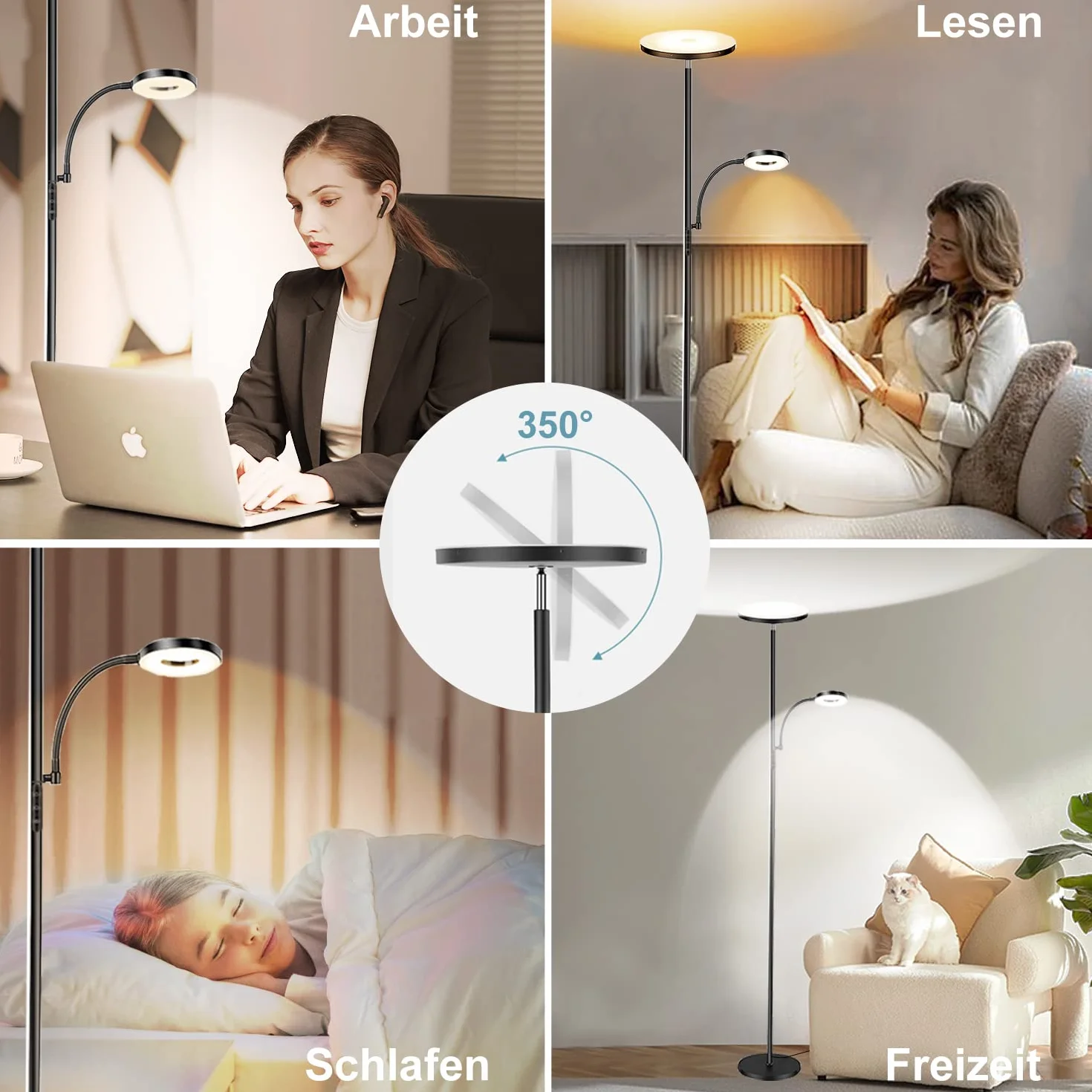 Lampadaire LED Dimmable 42W 4500LM 2700K-6500K avec Télécommande et Contrôle Tactile pour Salon Chambre Bureau