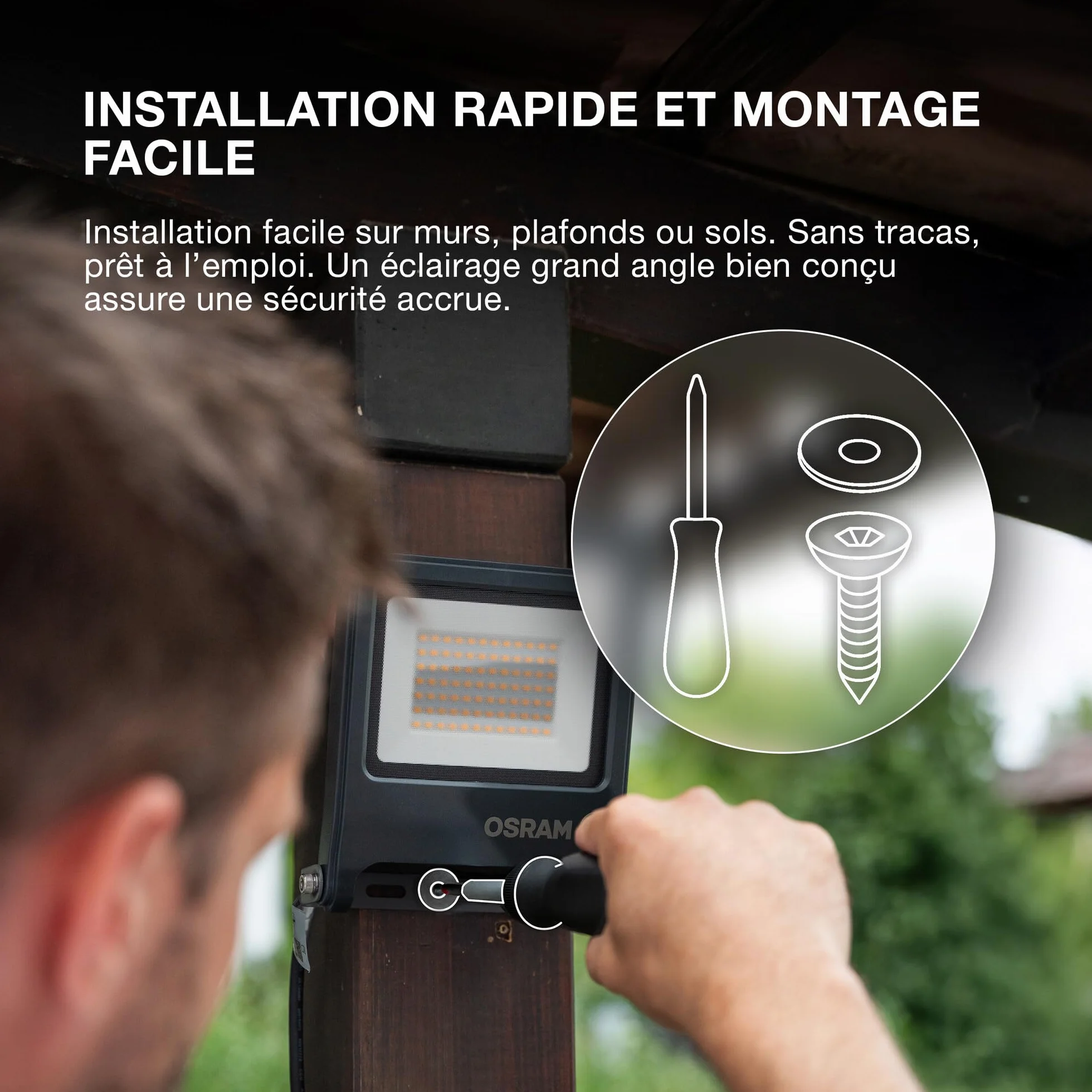 Osram Endura Pro projecteur extérieur capteur angle diffusion large gris foncé