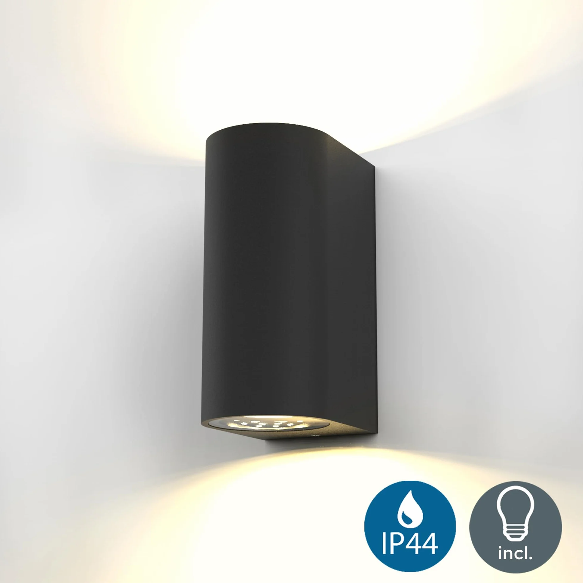 B.K.Licht applique murale LED extérieur intérieur GU10 2x5W 400lm IP44 noir