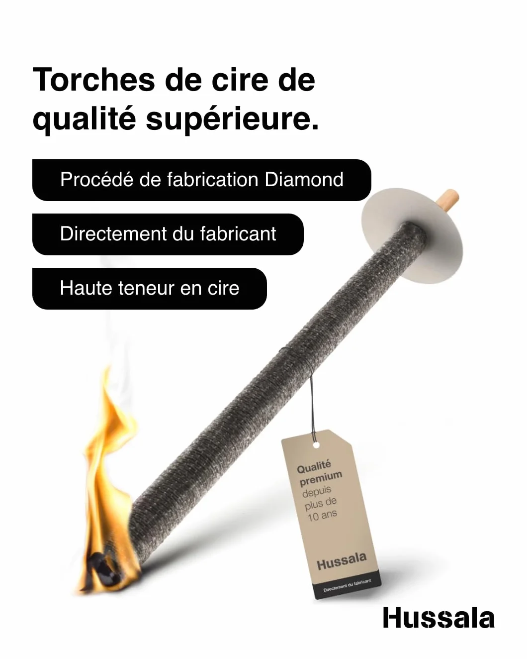 Hussala Diamond Torches en cire 120 min 10 pièces