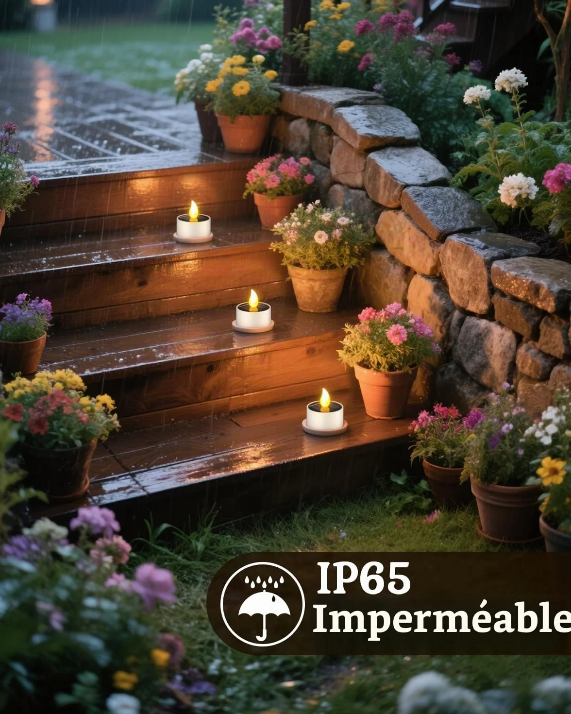 SoulBay Lot de 6 Bougie LED Solaire Exterieur Flamme Vacillante Rechargeable pour Jardin Cimetière Decoration