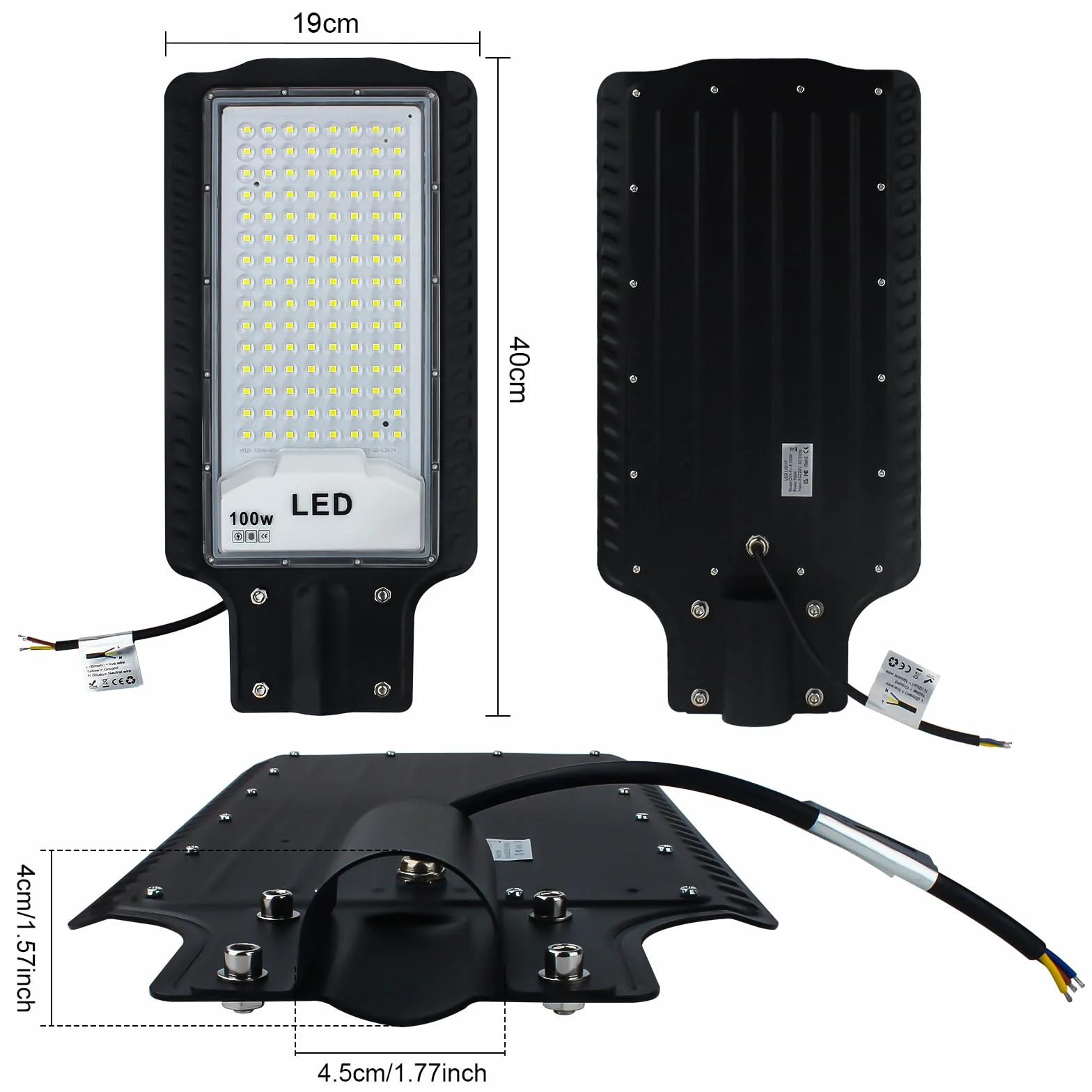 Eleganted 2pcs 100W LED Réverbères Lampe Exterieur 6500K IP66 Étanche Pour Rue Garage