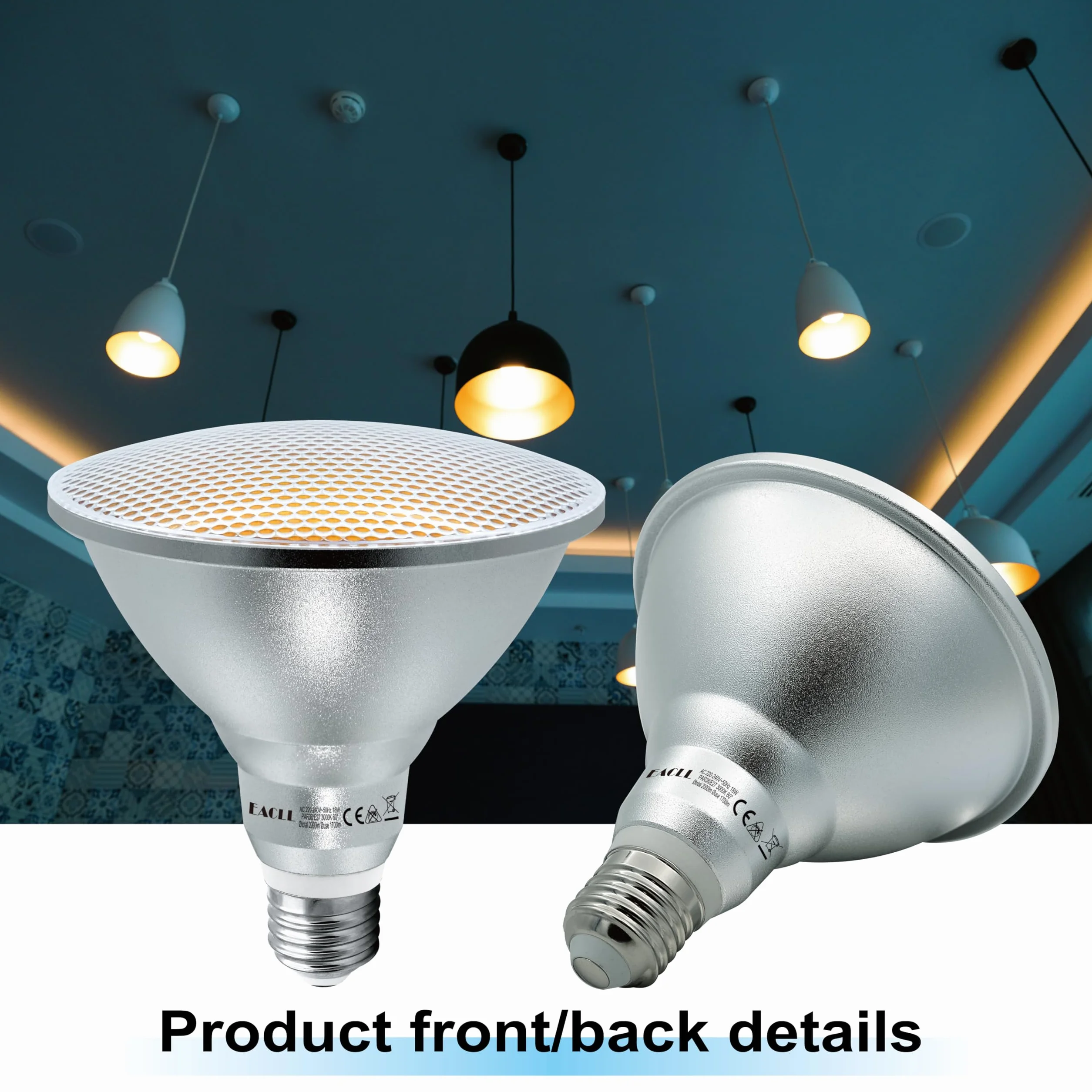 EACLL IP65 Ampoule LED E27 PAR38 Blanc Chaud 18W 1700 Lumens 3000K Lot de 2