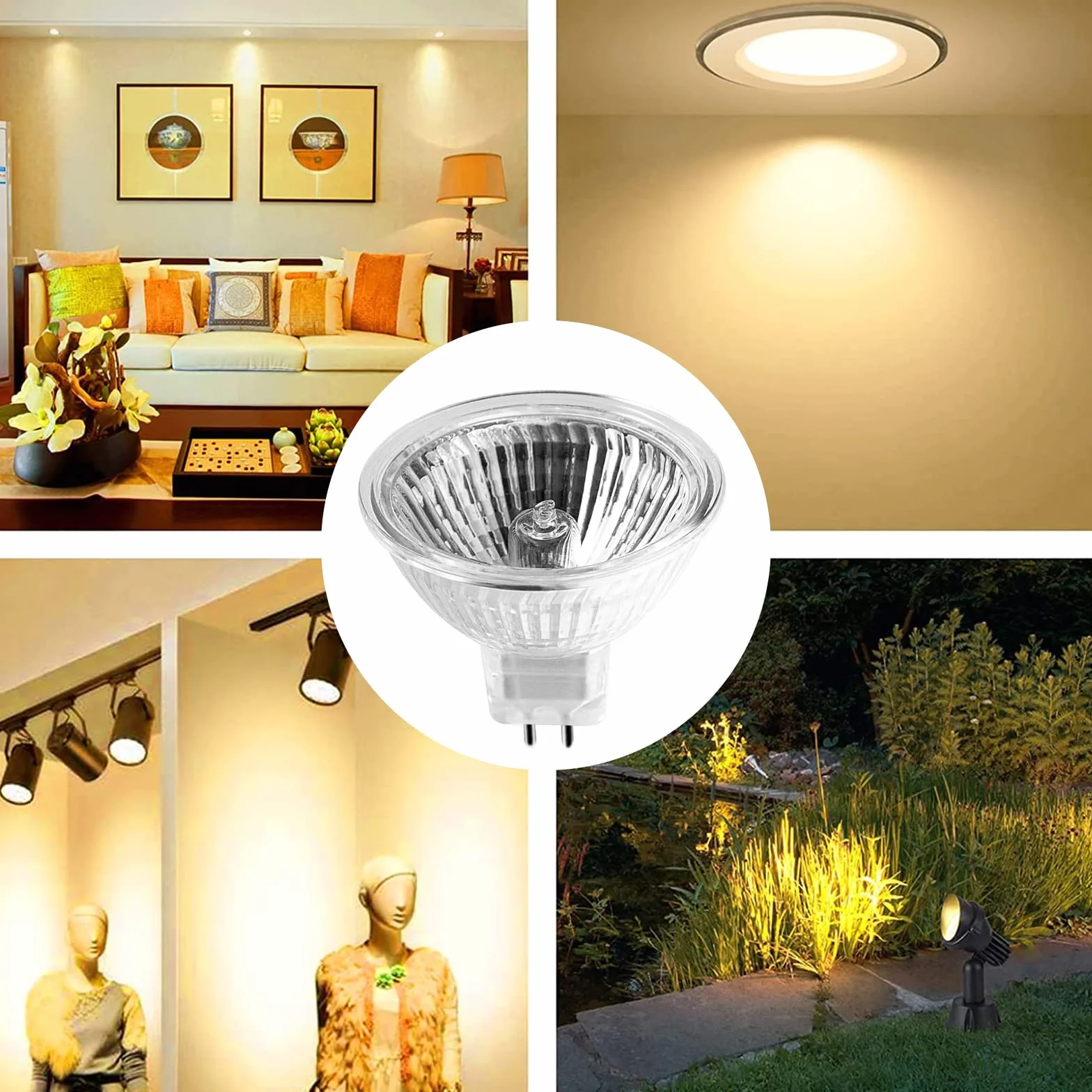 Ampoule Halogène GU5.3 50W 12V MR16 Dimmable 500LM 2700K Blanc Chaud Pack de 6
