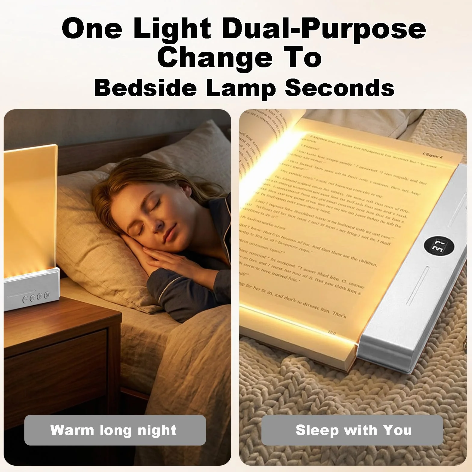 Lampe de Livre LED Portable, Protection des Yeux, 3 Couleurs, Minuterie, Blanc