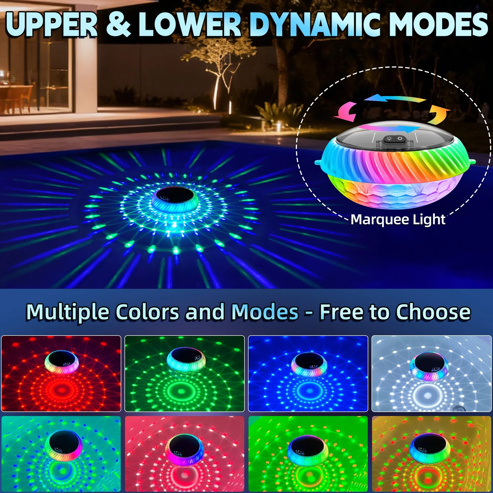 AearKing Lampe Piscine Flottante LED RGB Solaire avec Télécommande IP68