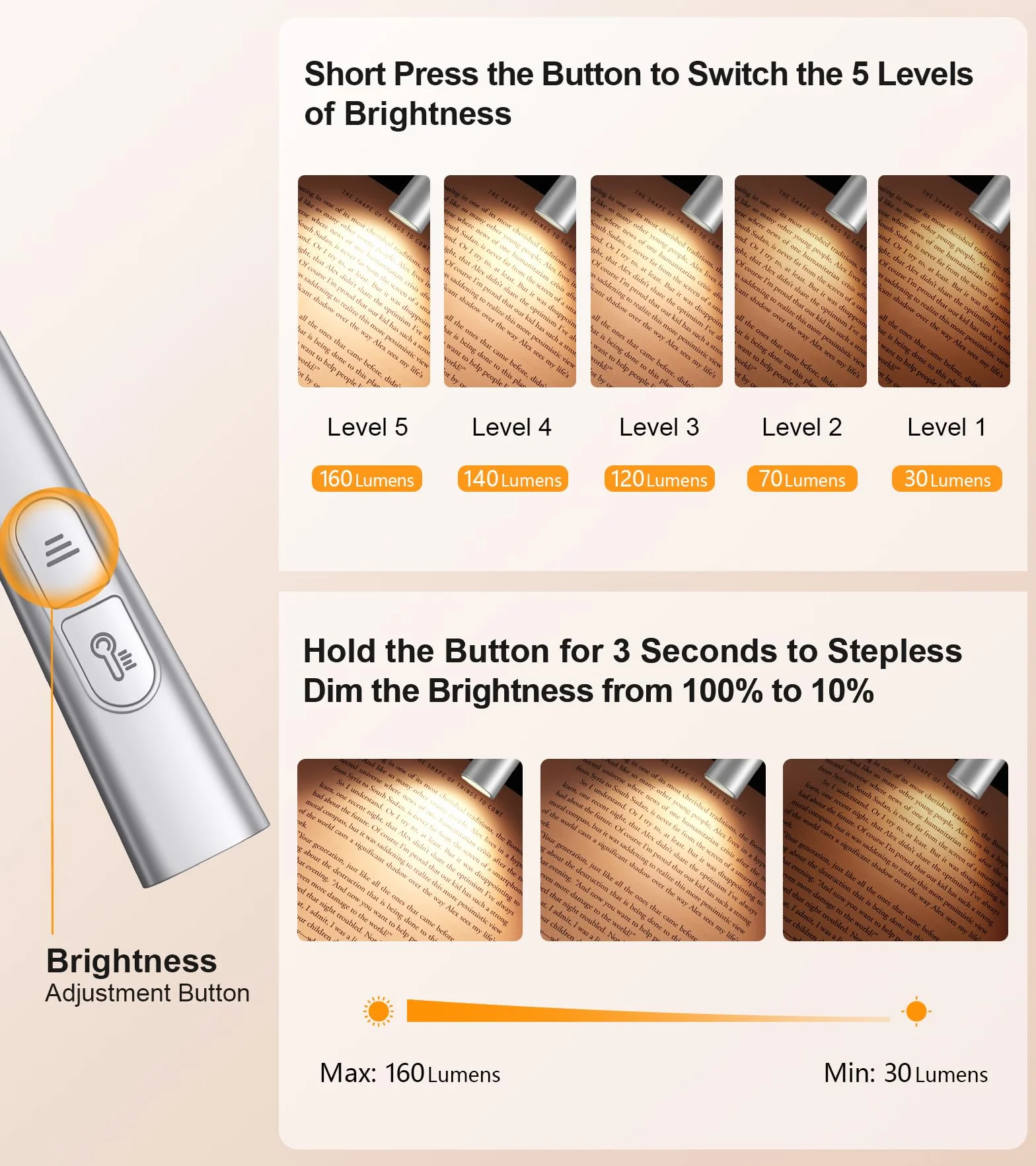 Gritin Lampe de Lecture de Cou Rechargeable, 4 Couleurs Protection des Yeux, 5 Luminosité, Gradation en Continu, Minuterie 30-min, 80H Autonomie
