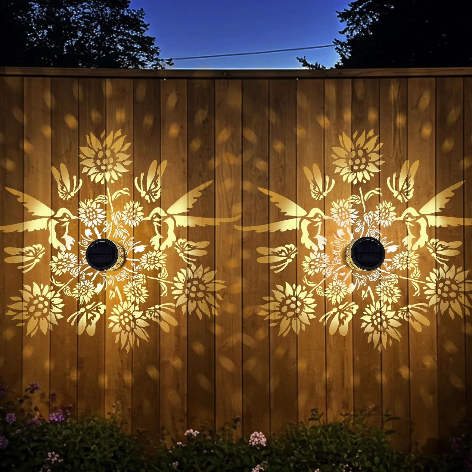Lampe Solaire Exterieur Decorative Jardin Lot 2 Applique Murale Lanterne Clôture Étanche IP65