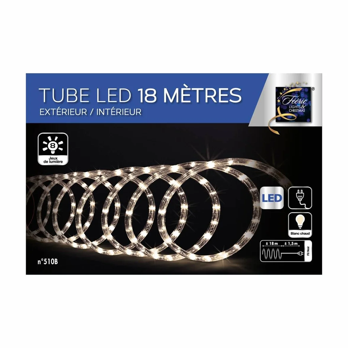 Feeric Lights Tube électrique extérieur 18m 324 LED Blanc Chaud