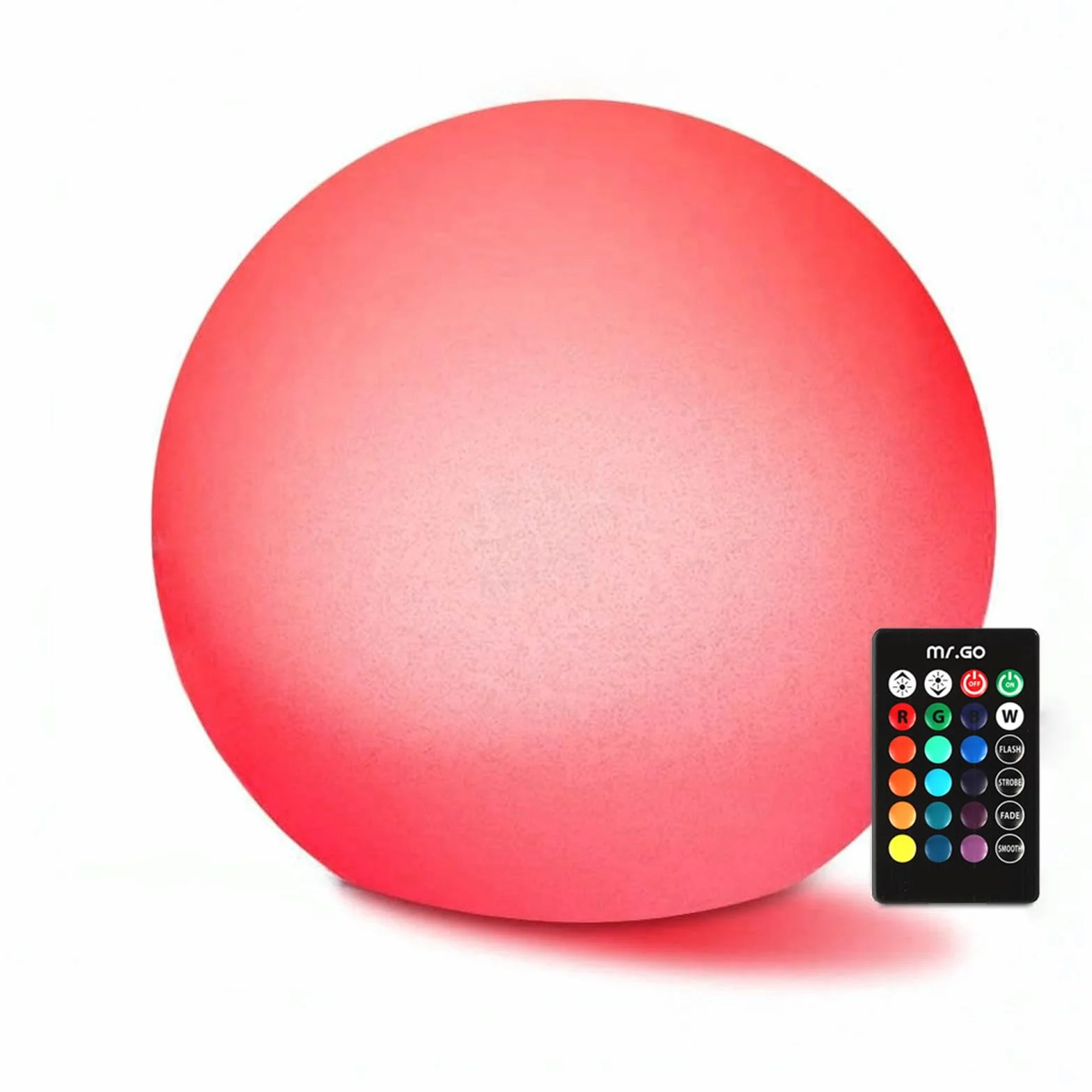 MR.GO 16" Imperméable Jardin Boule Lampe LED Changement de Couleur Rechargeable avec Télécommande 16 Couleurs