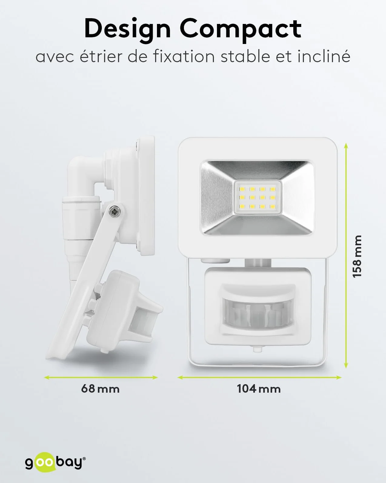 goobay Projecteur LED avec détecteur de mouvement 10 W 4000 K 850 lm IP65 Blanc