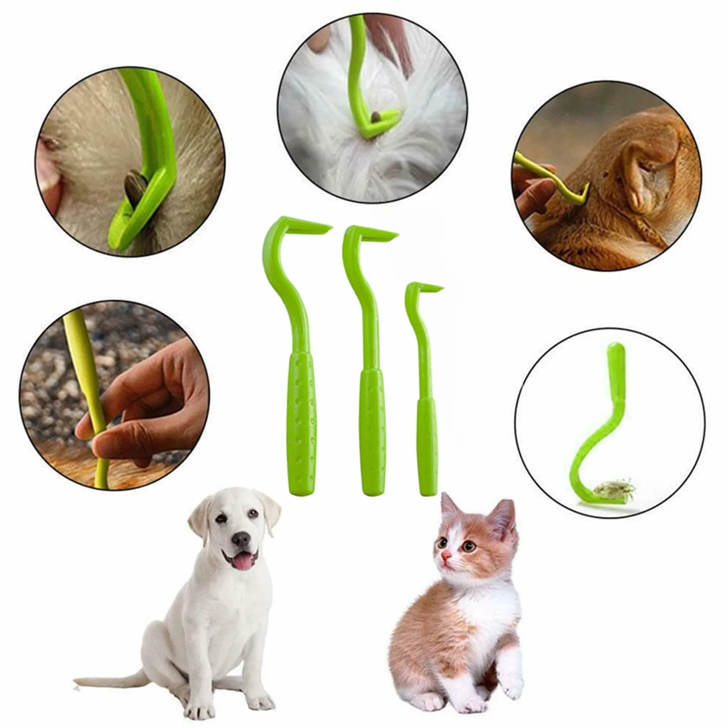 GeekerChip 3 Pièces Pince à Tiques Anti-Tique pour Chiens Chats Vert