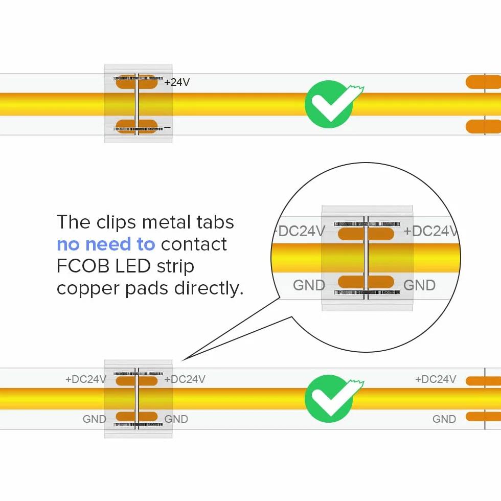 BTF-LIGHTING Kit connecteurs FCOB COB 8mm 14pcs transparent 5pcs 15cm 20AWG fils extension sans soudure bande connexion angle