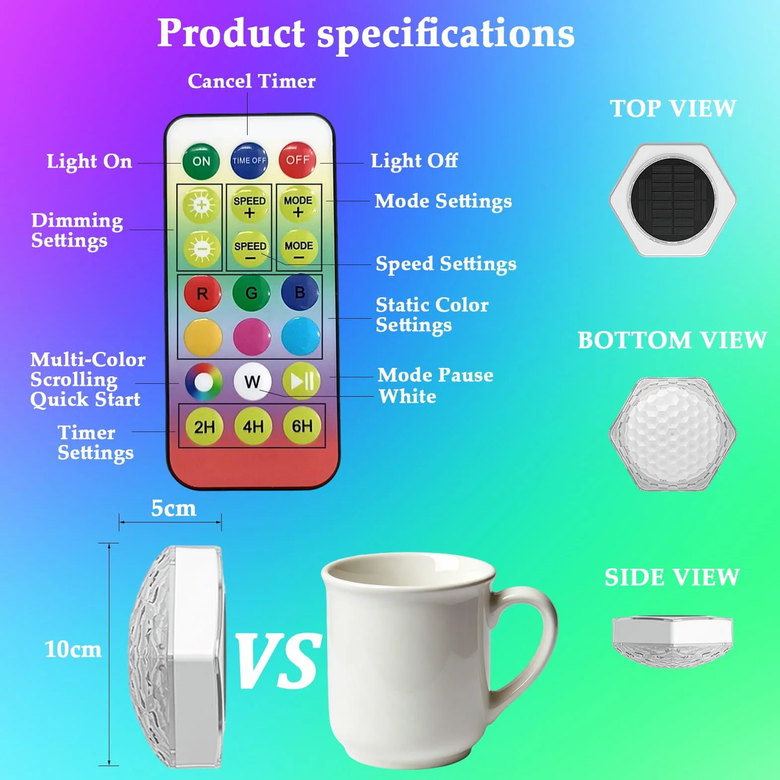 Lumiere Piscine Flottante Solaire IP68 Étanche Lampe Piscine avec Télécommande 3 RGB Modes 7 Couleur LED