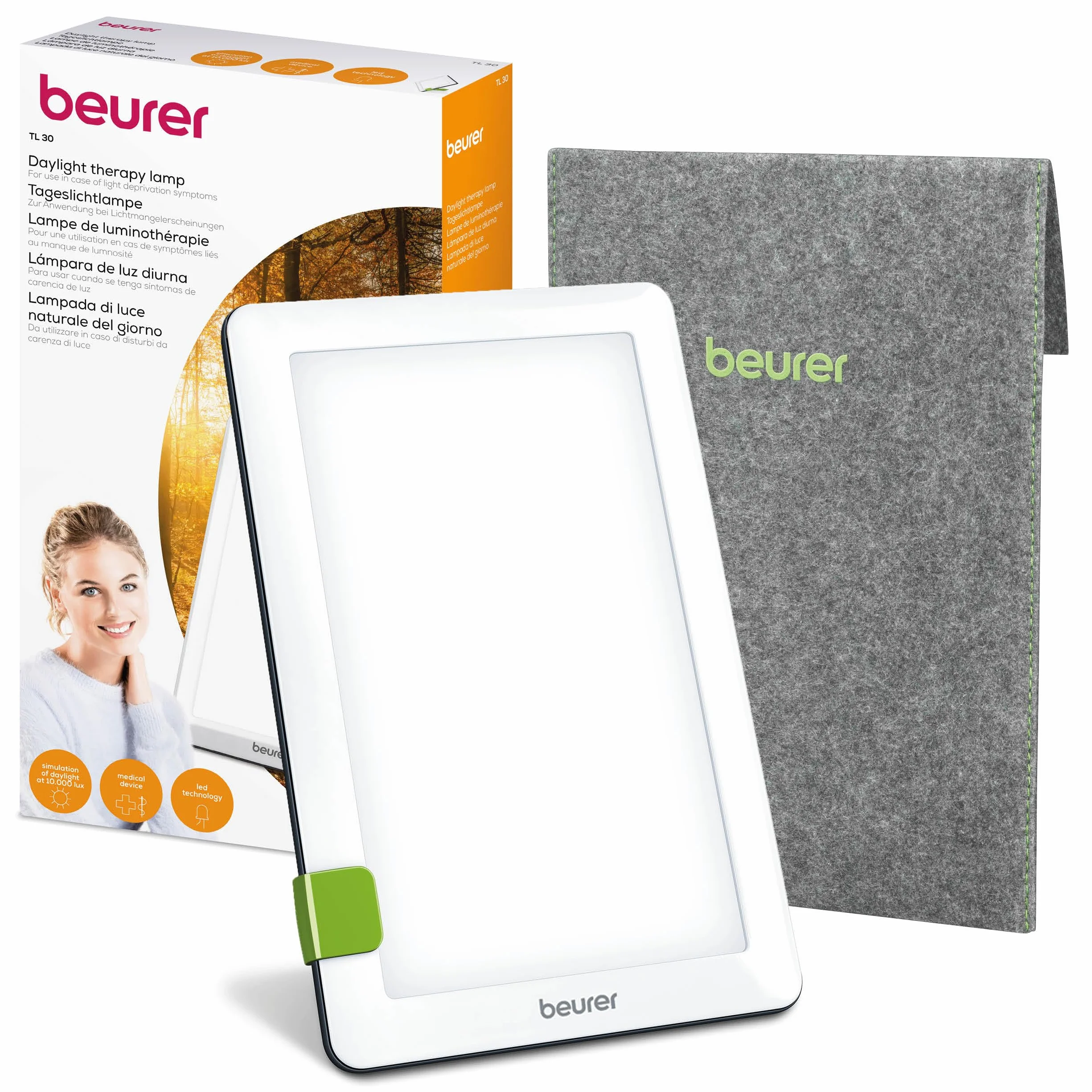 Beurer TL 30 Lampe de luminothérapie 10 000 lux simulation lumière du jour compacte avec support