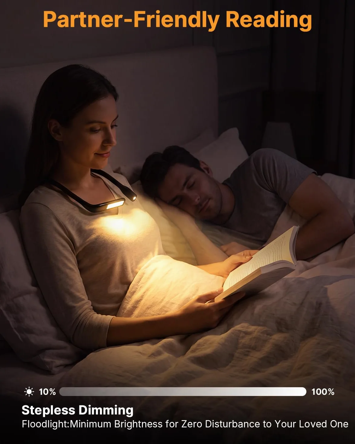 Liseuse Lampe de Lecture de Cou Rechargeable LED Flexible 3 Couleurs pour Livre Tricoter Couture Camping