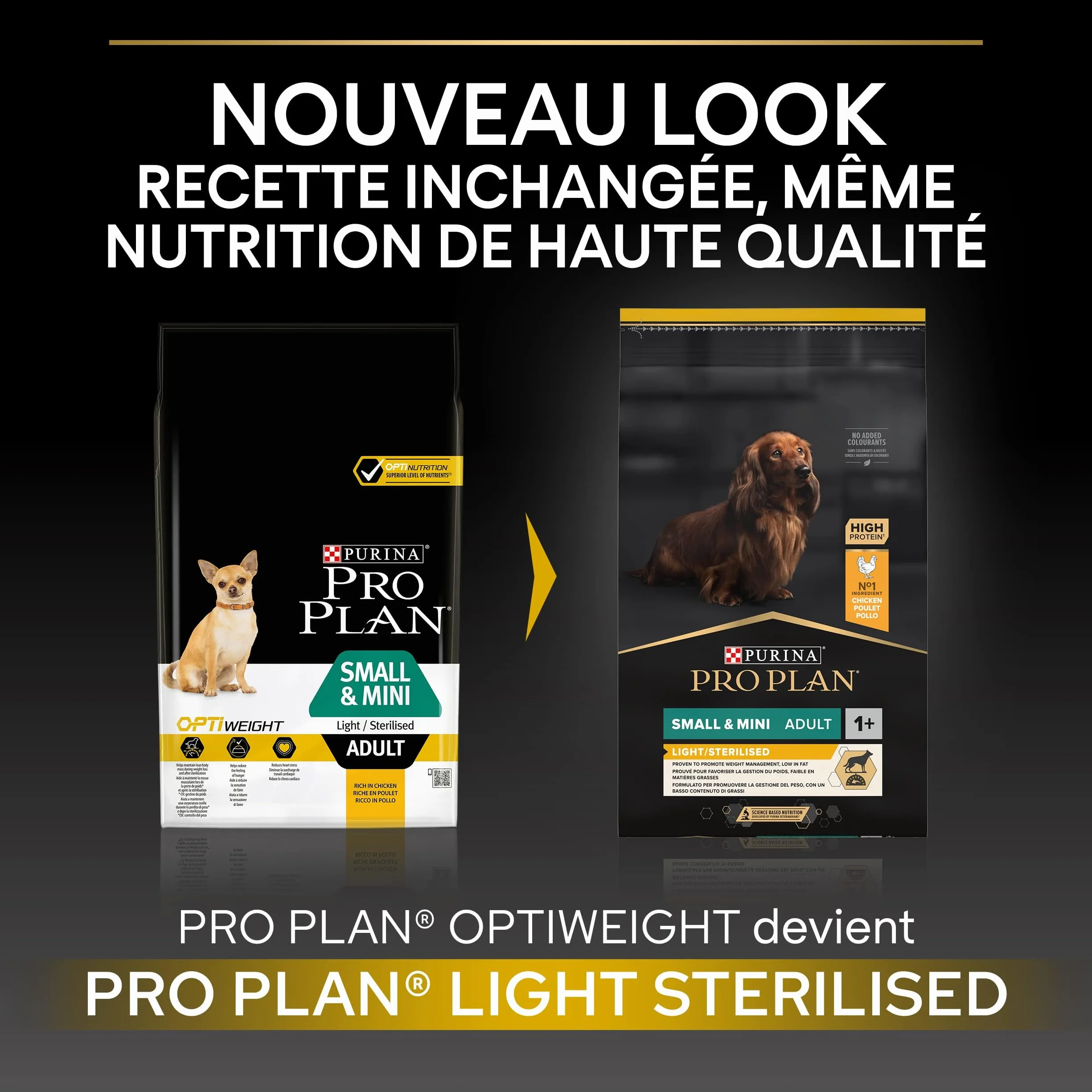 PRO PLAN Small & Mini Adult Light Sterilised Riche en Poulet 3KG Croquettes pour chiens adultes