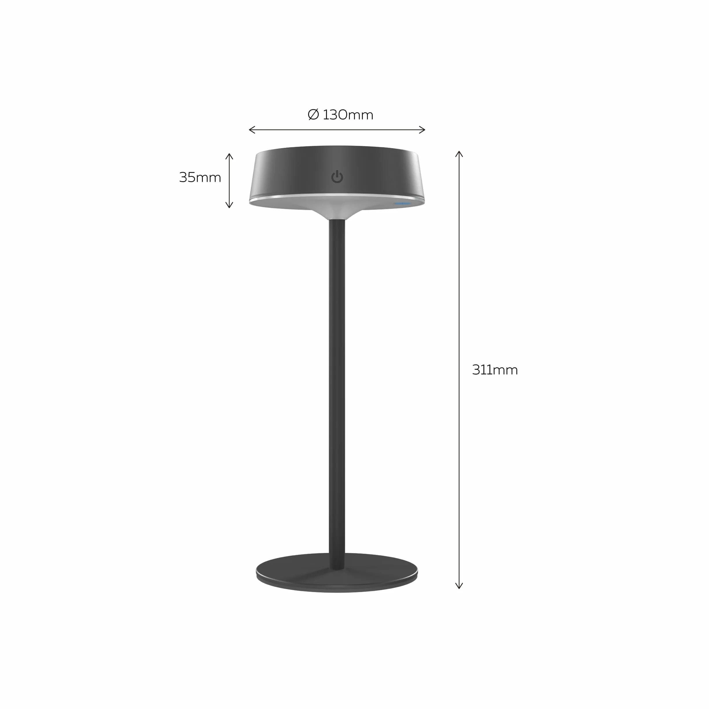 CALEX Parma Lampe de Table Solaire, Sans Fil, Rechargeable, Contrôle Tactile, Noir