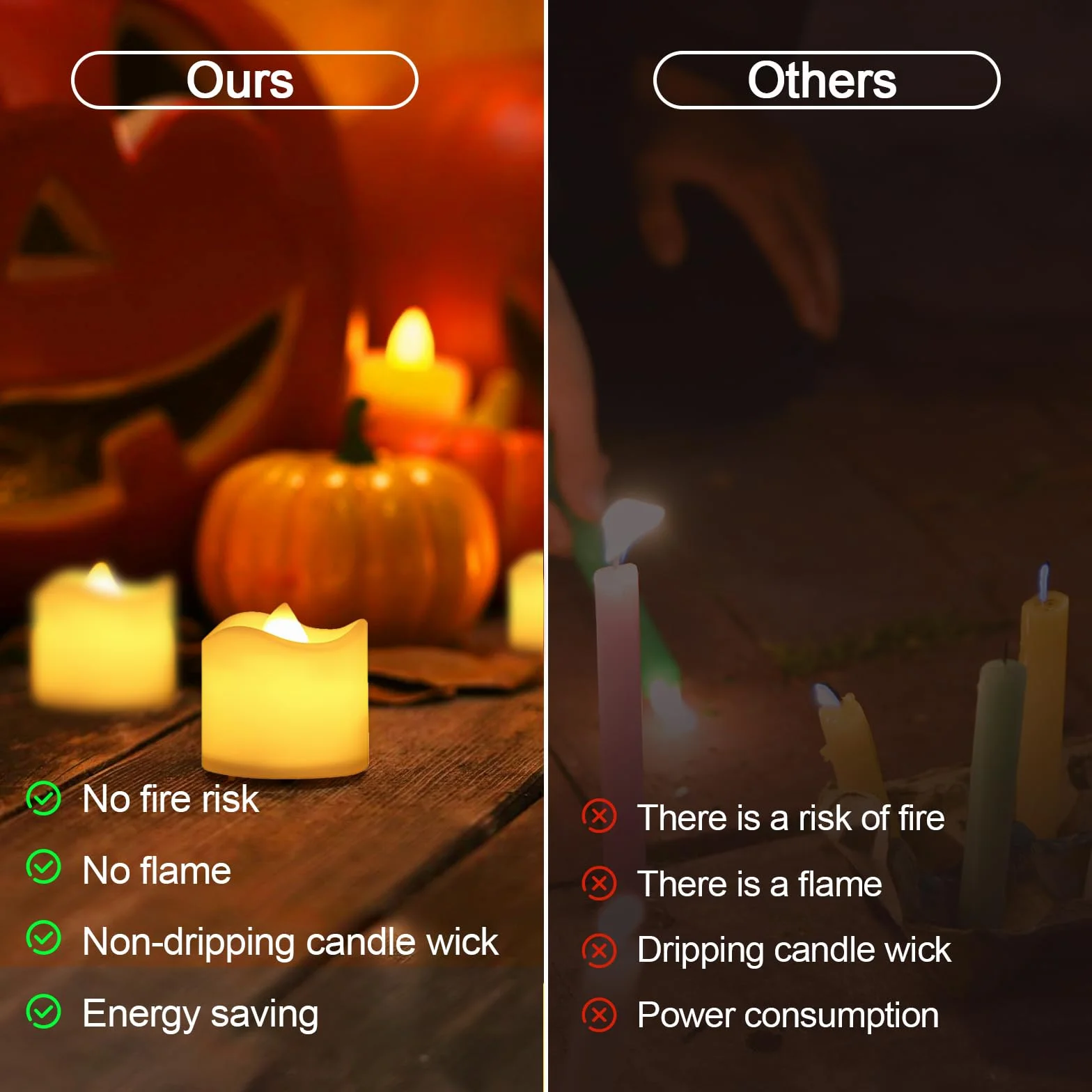Bougie LED 24 Pièces, Flamme Naturelle, Chauffe-Plat, Sécurité Absolue, Décoration Maison Halloween Noël Mariage