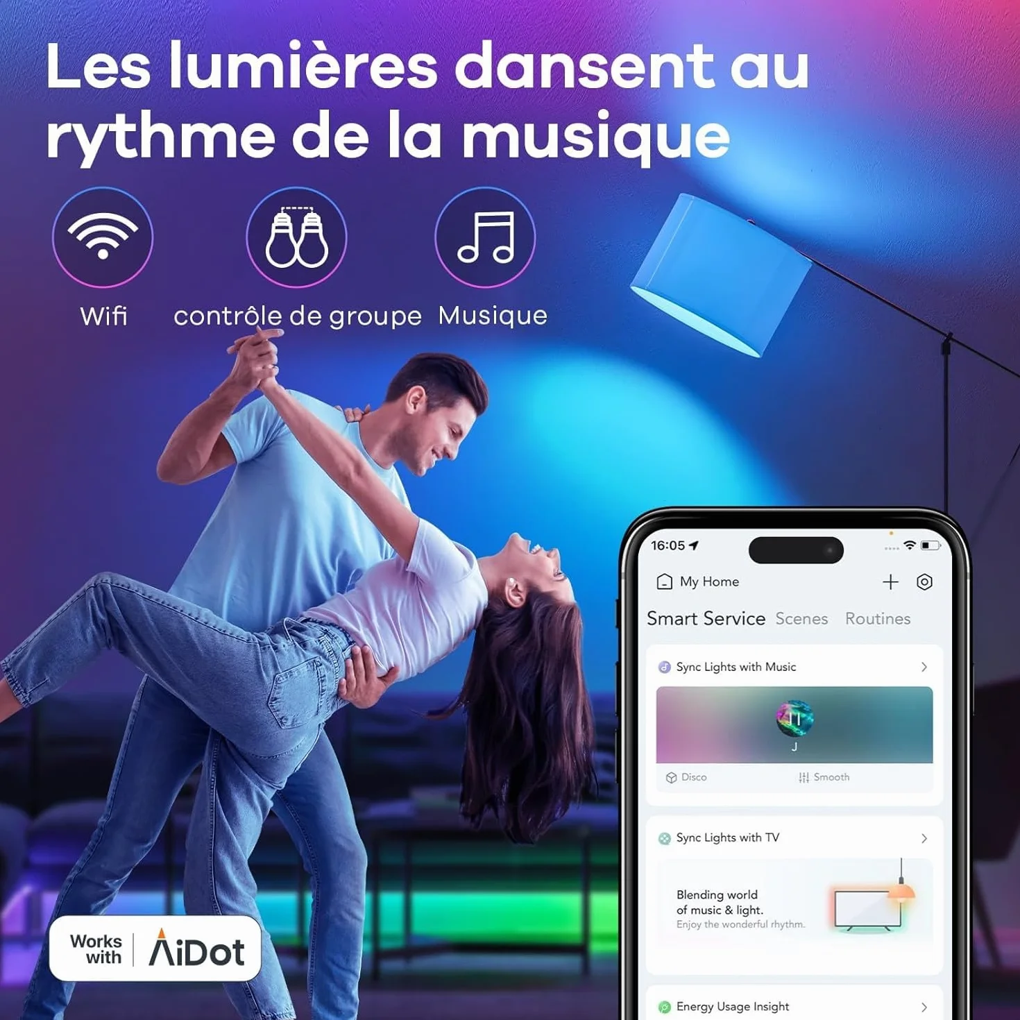 Linkind Ampoule Connectée WiFi LED E27 RGB 1800K-6500K Dimmable 9W 800LM Compatible Alexa Google Home 4 PCS
