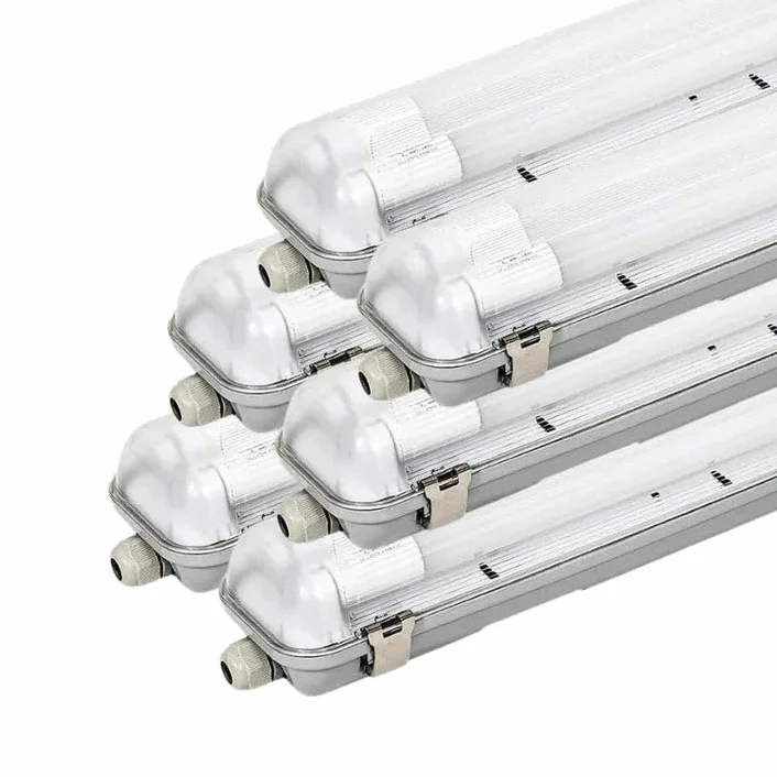 SILAMP Réglette étanche 120 cm double Tube LED T8 IP65 Pack de 6