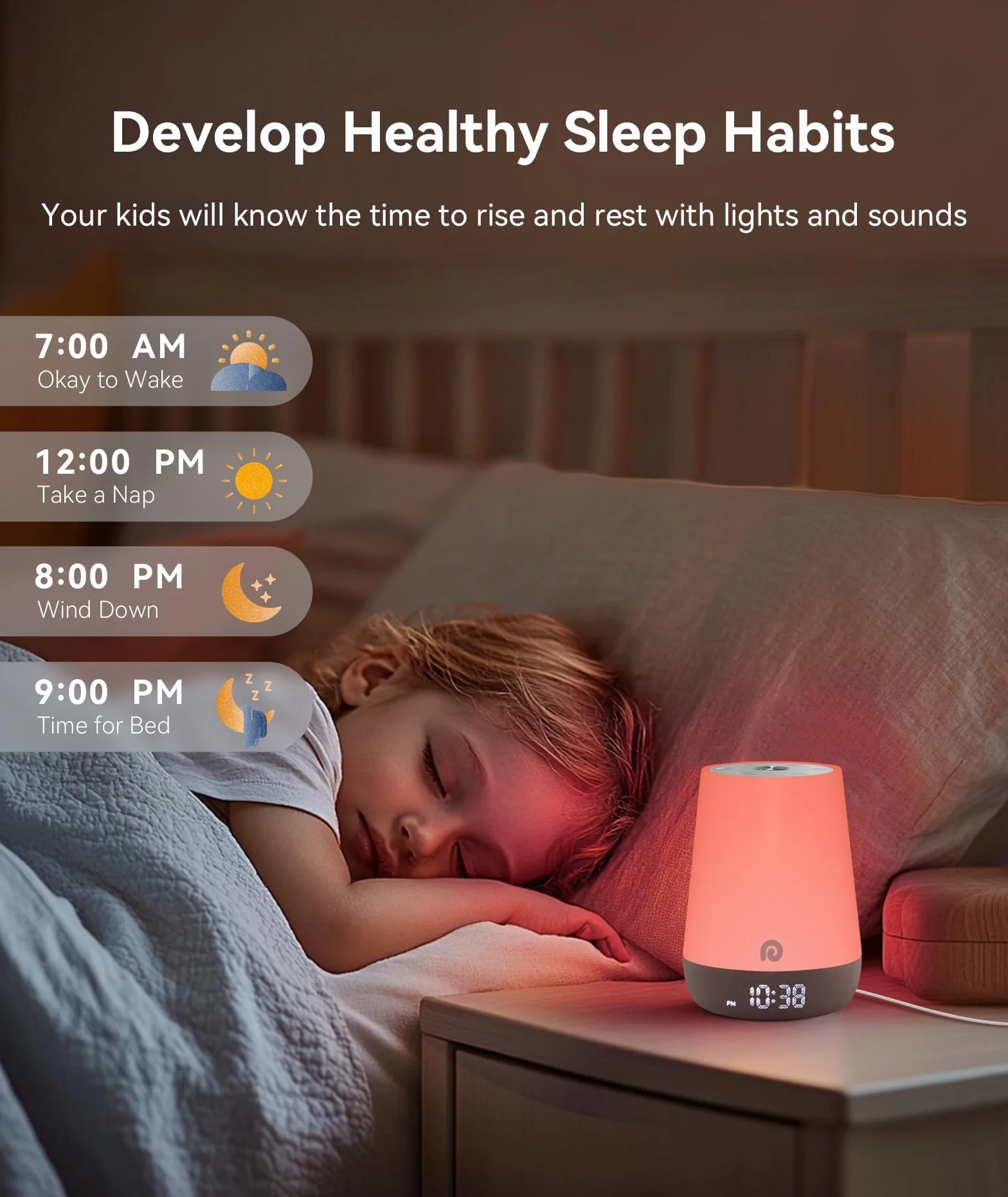 Dreamegg Machine à Bruit Blanc Bébé 34 Sons Apaisants Veilleuse Bébé Adulte White Noise Machine 3 Modes d'éclairage 8 Modes Favoris Contrôle via APP Nite 1