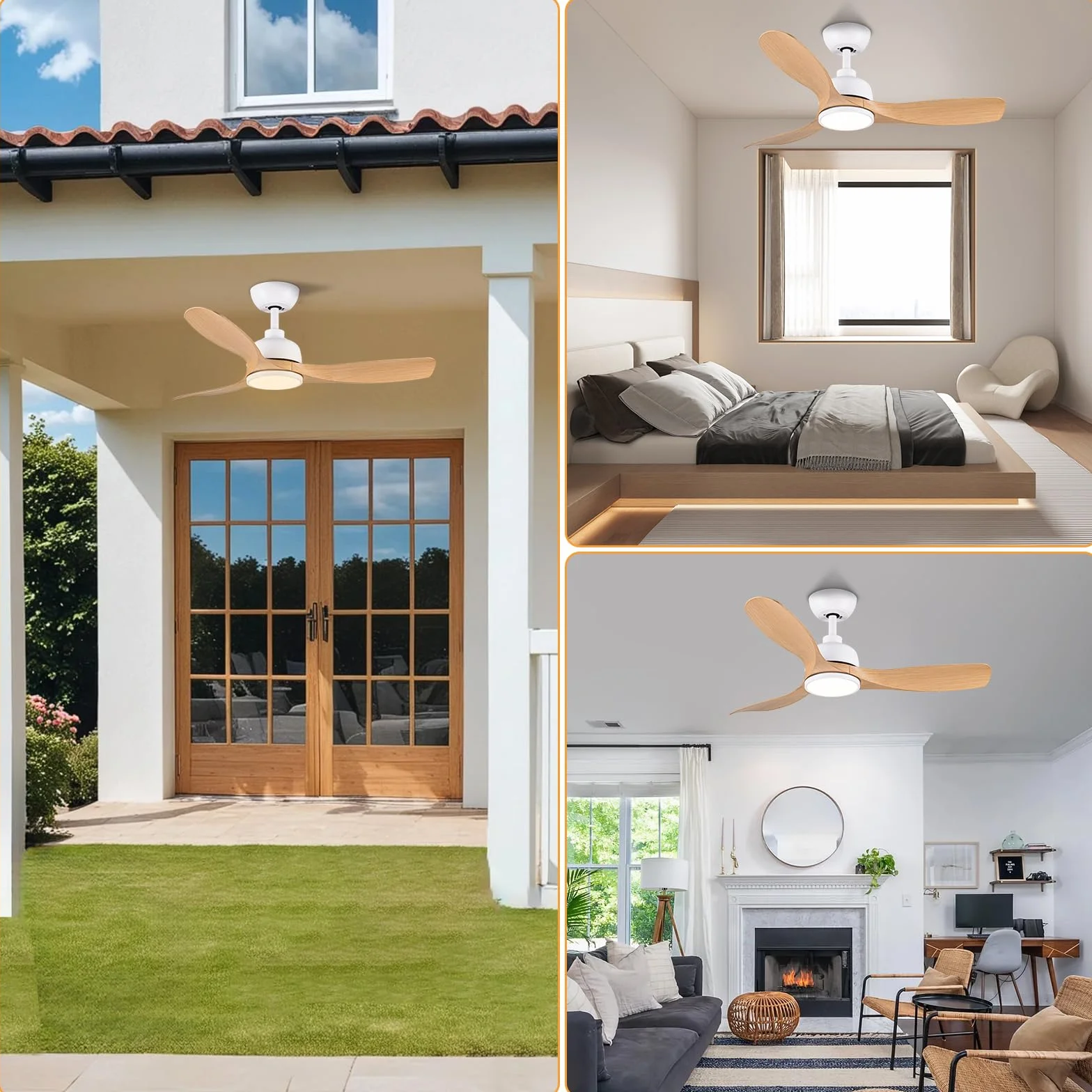 CJOY Ventilateur Plafond avec Lumiere 107cm Bois Telecommande 6 Vitesses Minuterie 3 CCT Dimmable Silencieux