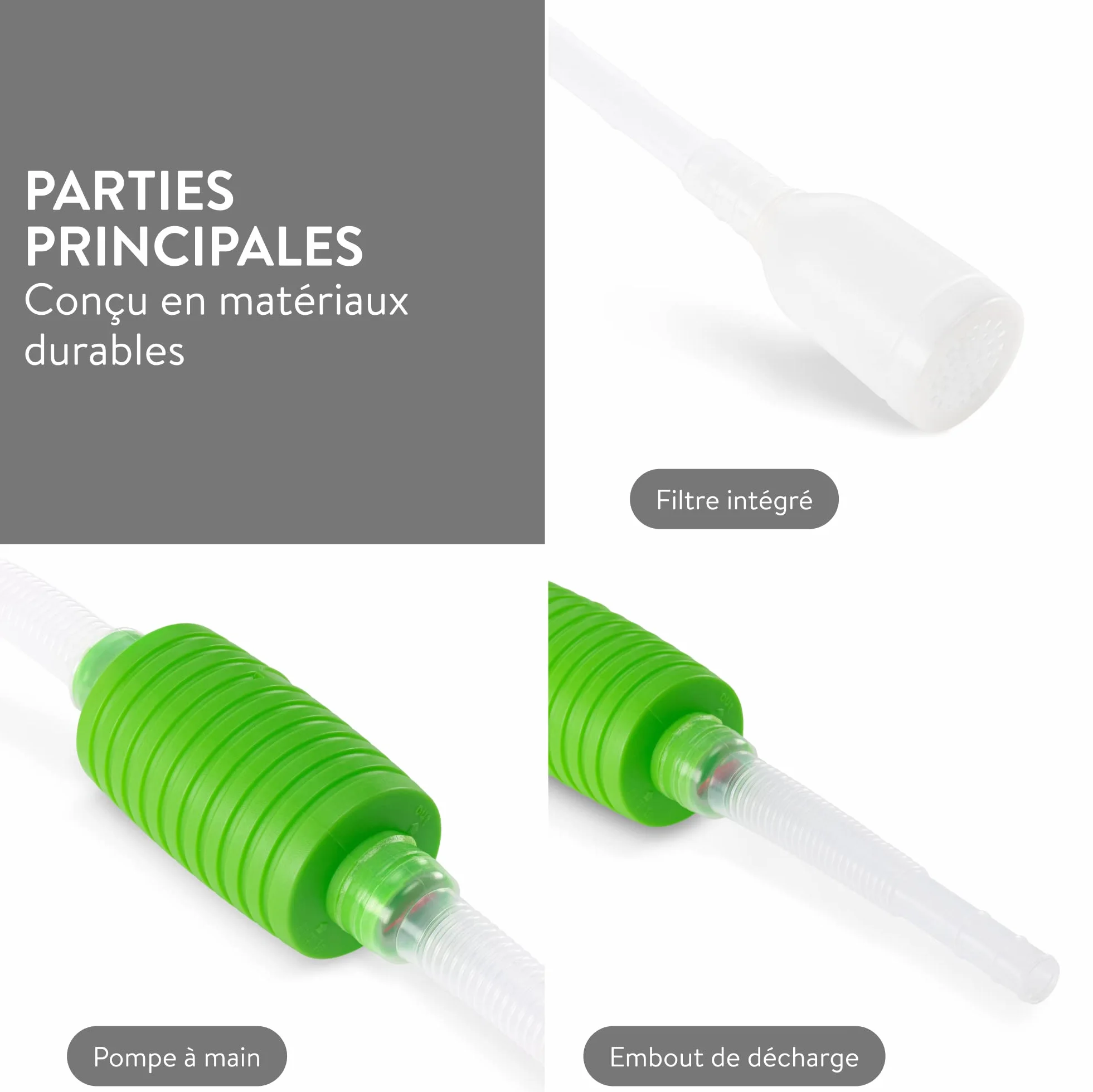 Luigi's Aspirateur Aquarium Kit Pompe Nettoyage Siphon Puissant Vidange Complète Filtre Gravier