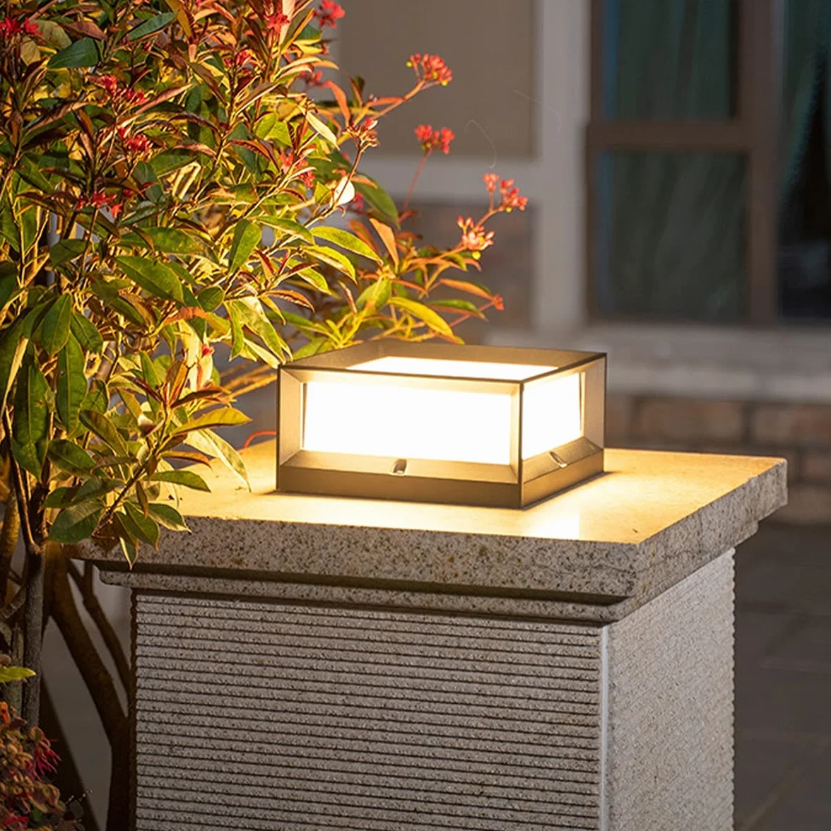 Lampe de Pilier Extérieur Aluminium IP55 Étanche Lanterne Jardin Noir