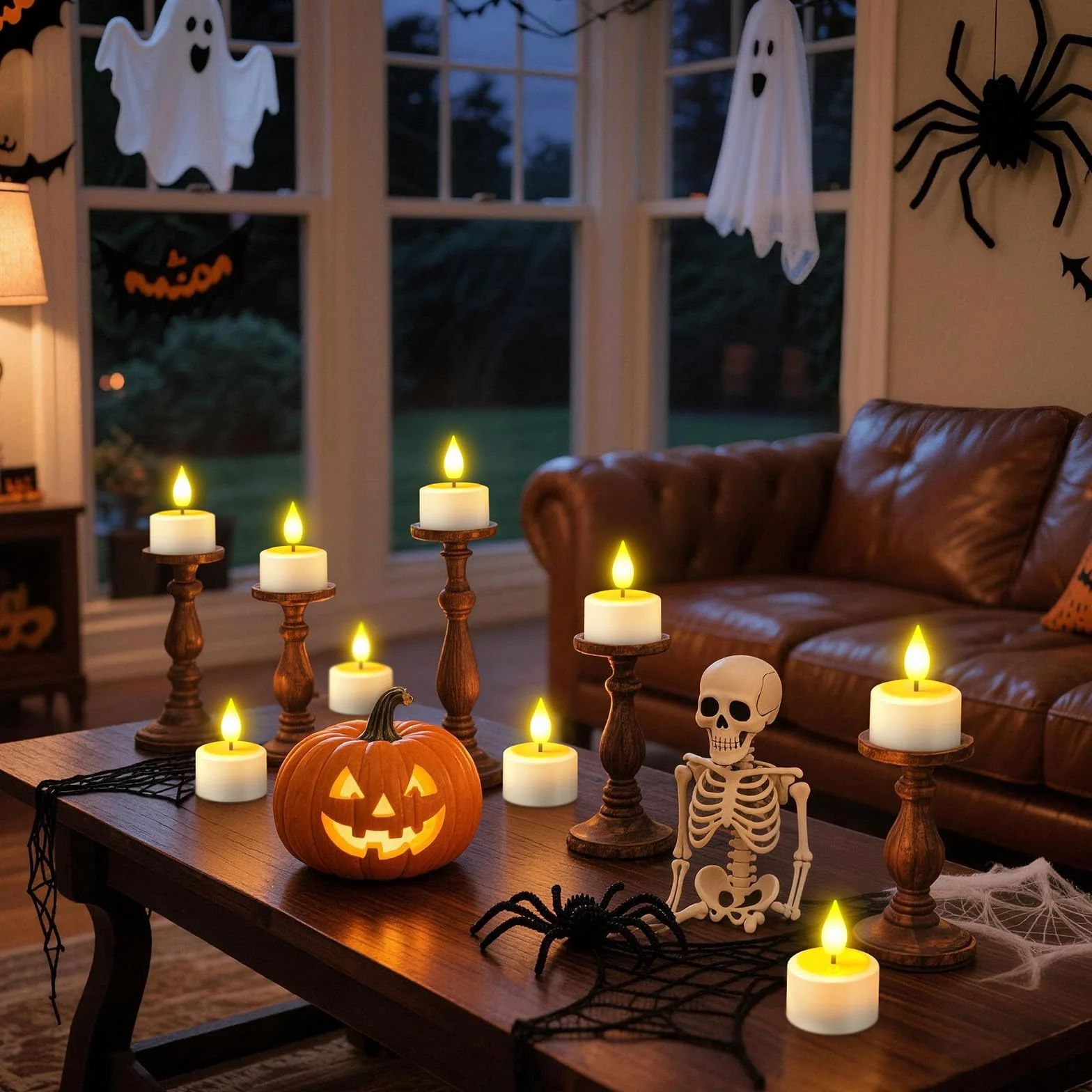 PChero Lot de 2 bougies chauffe-plat rechargeables LED sans flamme avec minuterie à distance pour Halloween Noël