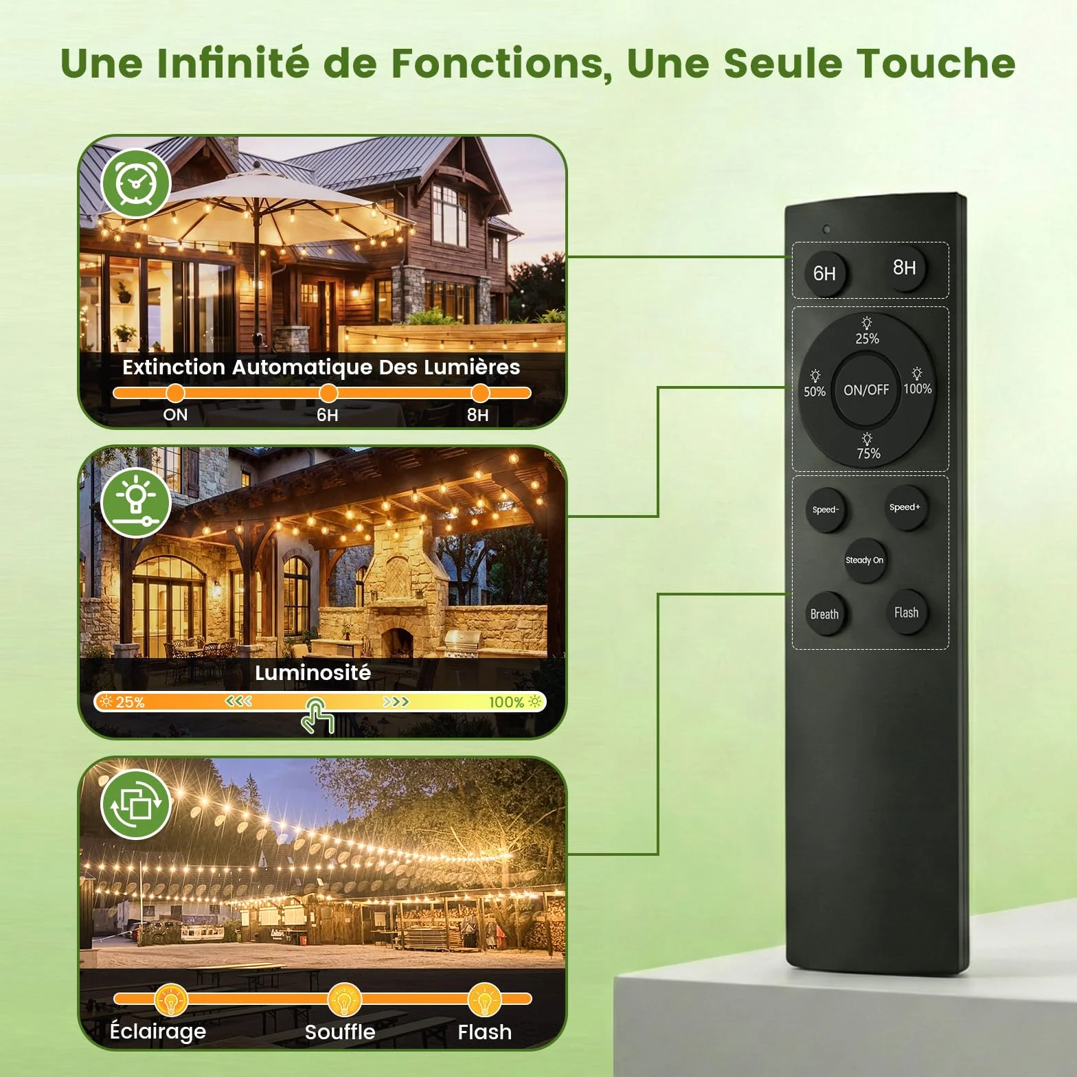 Yuusei Guirlande Lumineuse Exterieure 30M IP45 LED 100+4 G40 Ampoules avec Télécommande