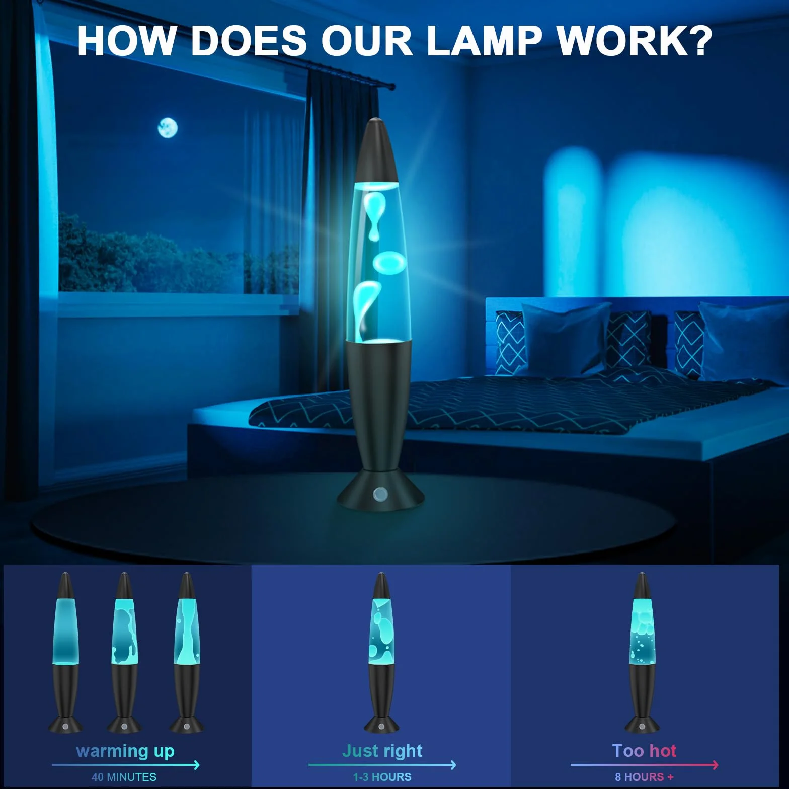 FBSPORT Laval Lampe à lave pour enfants 17 couleurs changeantes veilleuse LED lampe de chevet