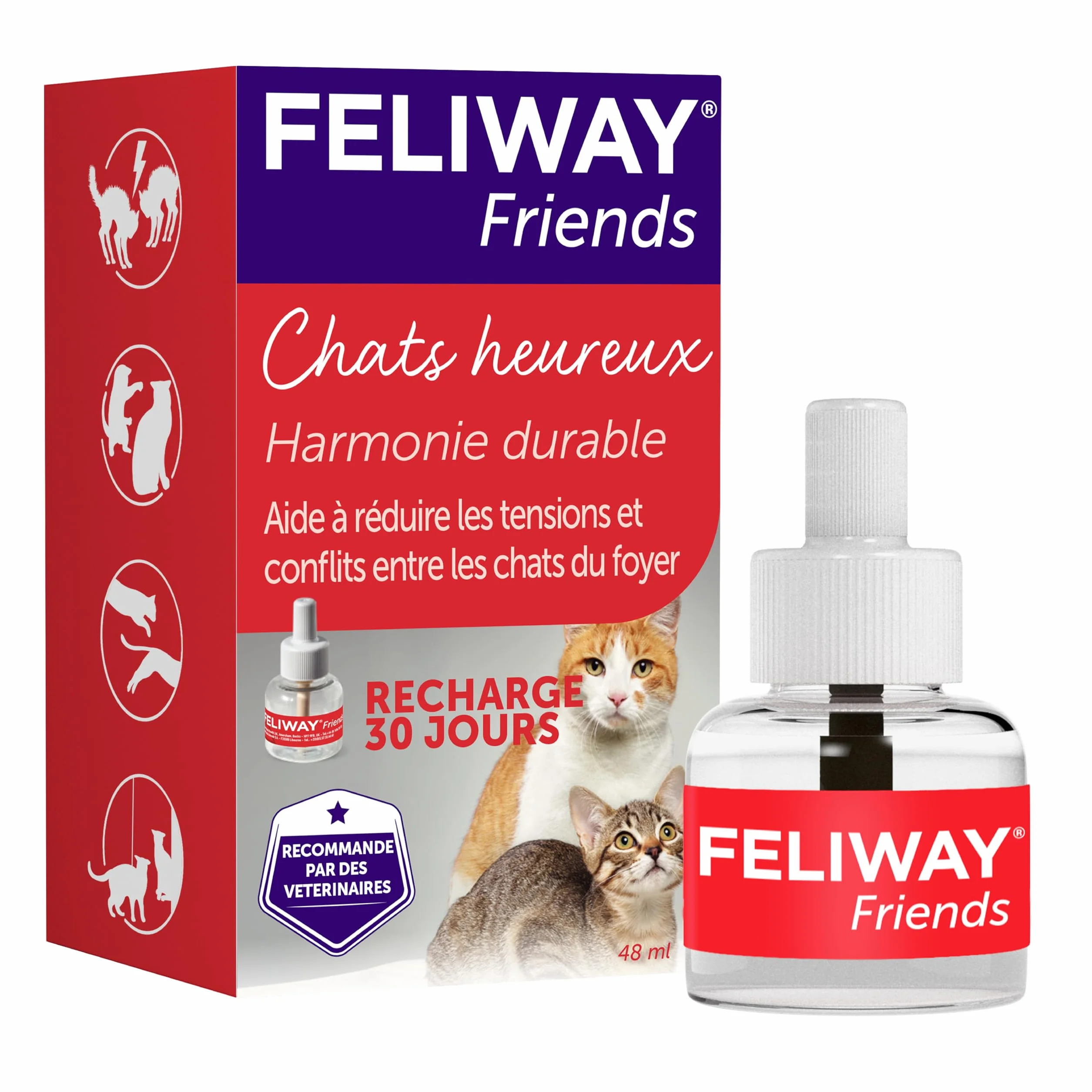 FELIWAY Friends 30 Jours Recharge Diffuseur Phéromones Apaisantes Chats 48 ml