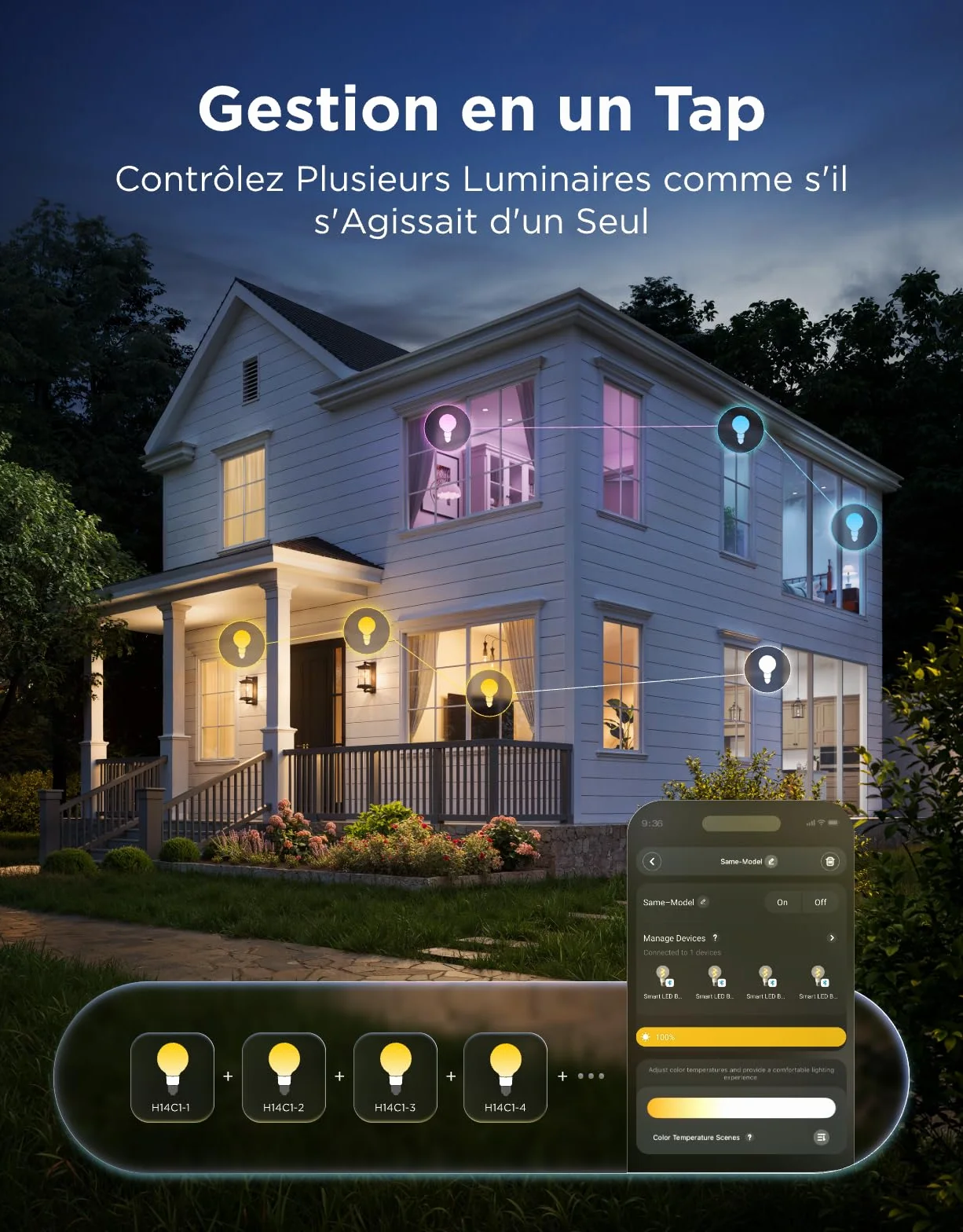 Govee Ampoule Connectée Edison E27 Lampe LED Vintage RGBWW G80 Compatible Matter Google Assistant Dimmable Lot de 2
