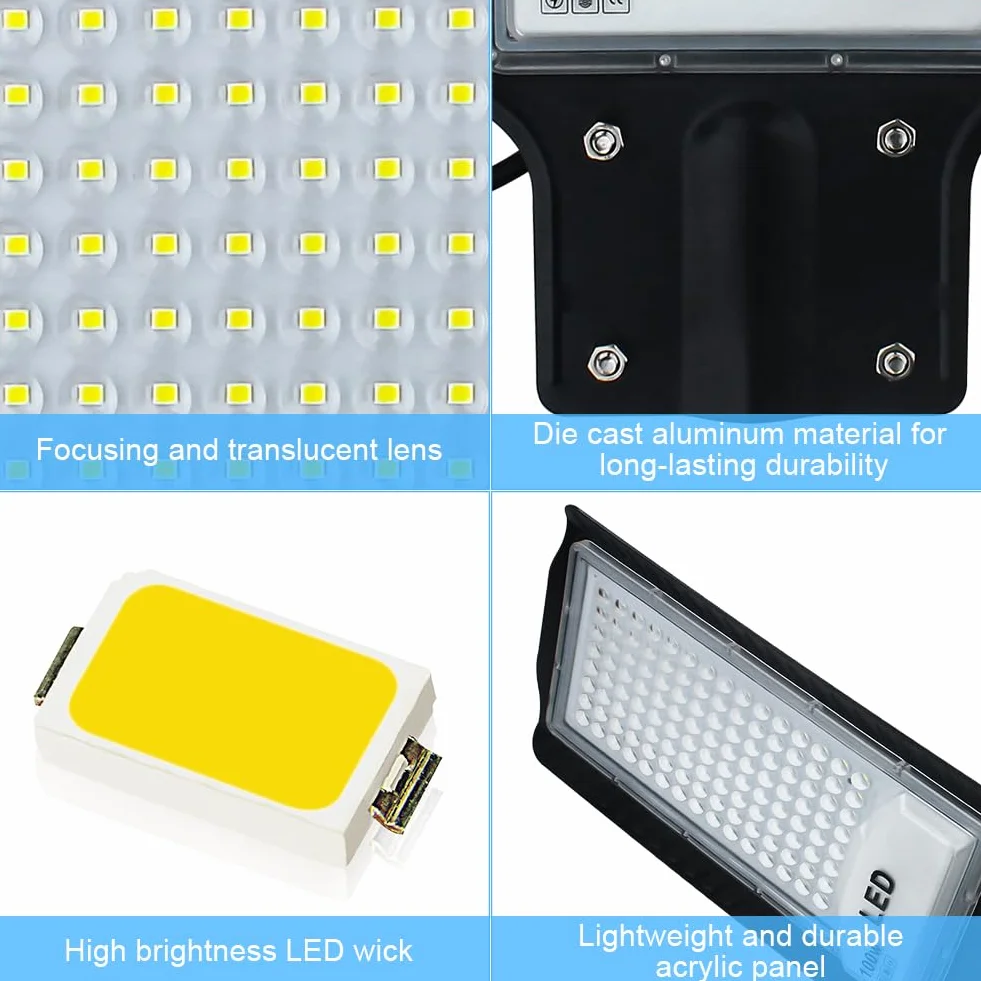 Eleganted 2pcs 100W LED Réverbères Lampe Exterieur 6500K IP66 Étanche Pour Rue Garage
