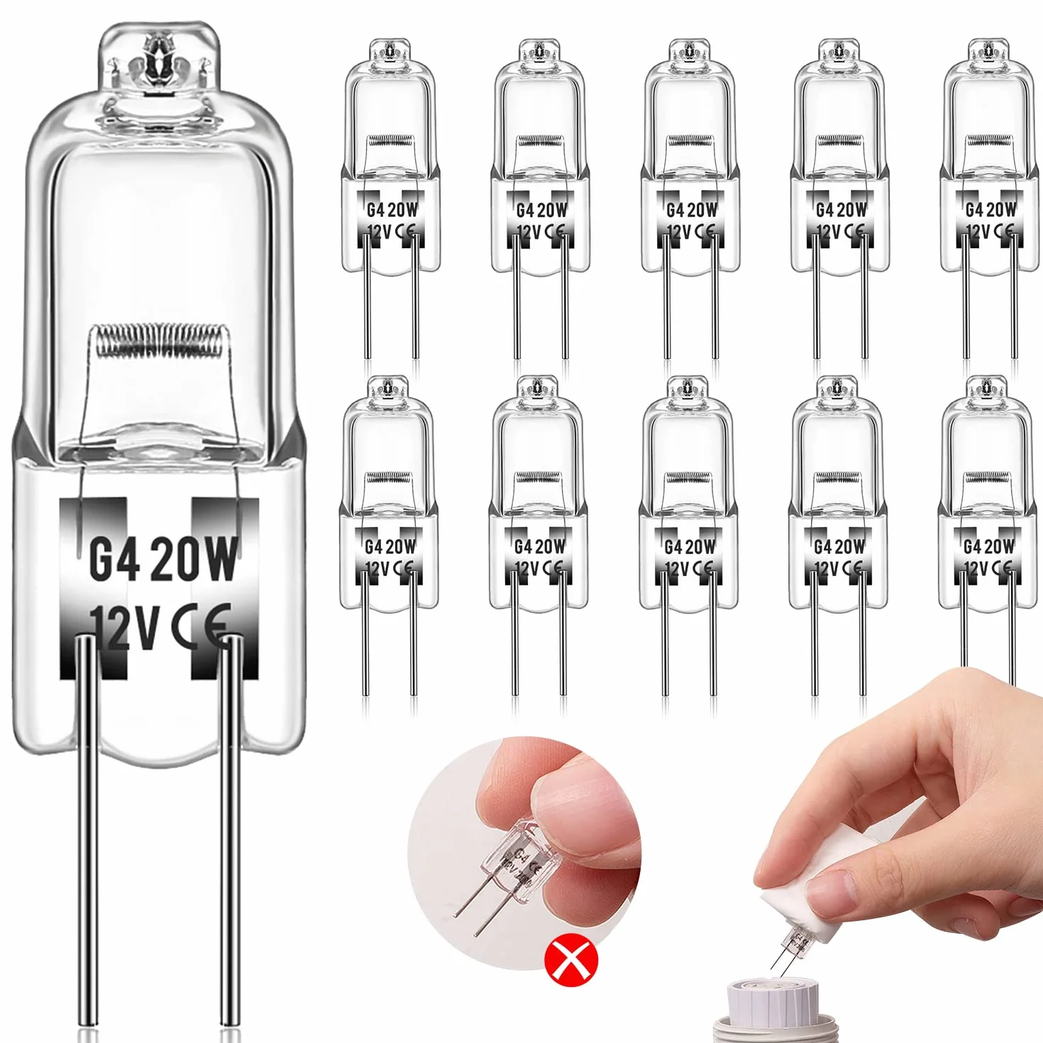Ampoule Halogène G4 12V 20W 2800K Lumière Blanche Chaude Dimmable 10 Pièces