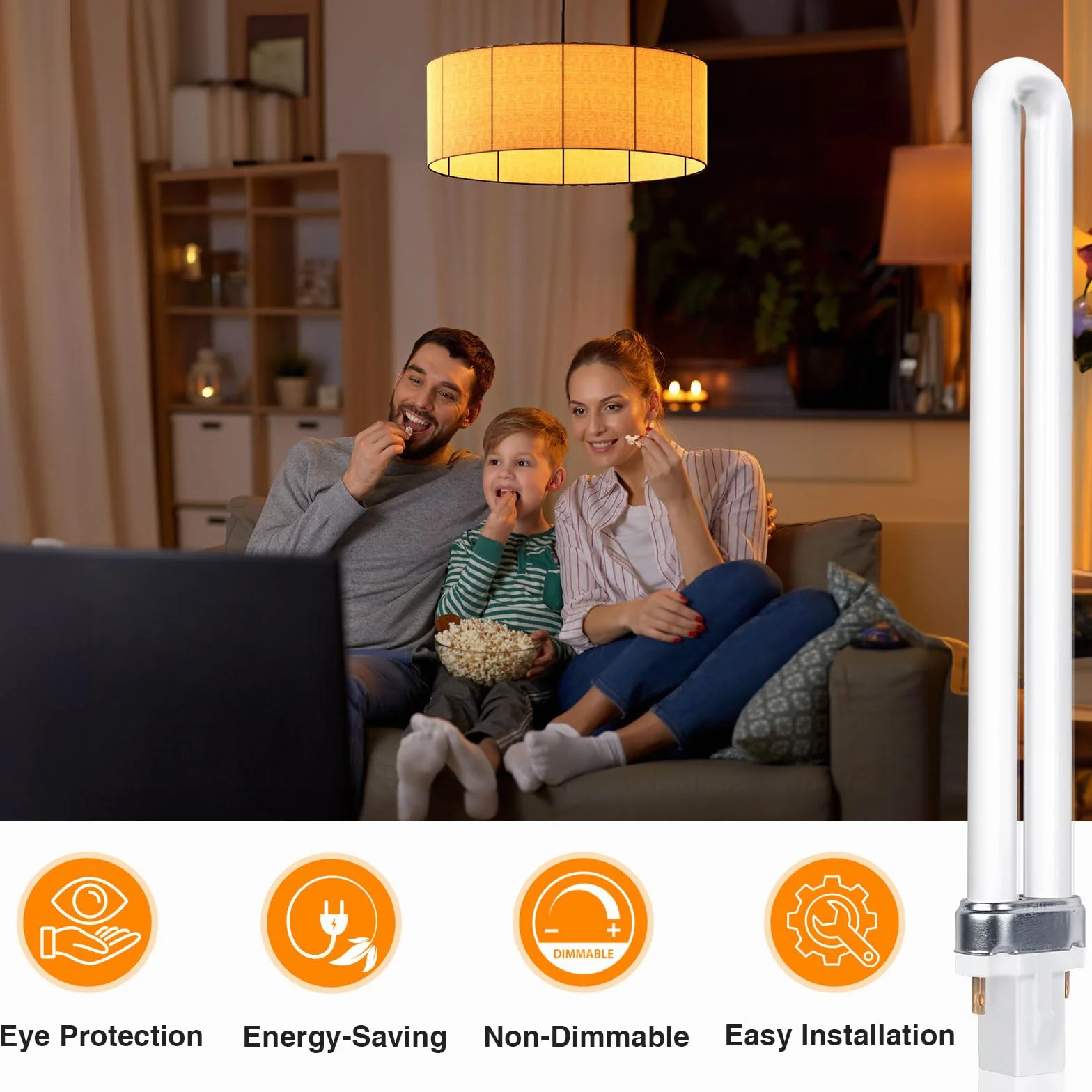 Lampe Fluorescente Compacte 11W G23 Blanc Chaud 2700K 23,5 cm 900LM Tube Rotatif Forme U CFL