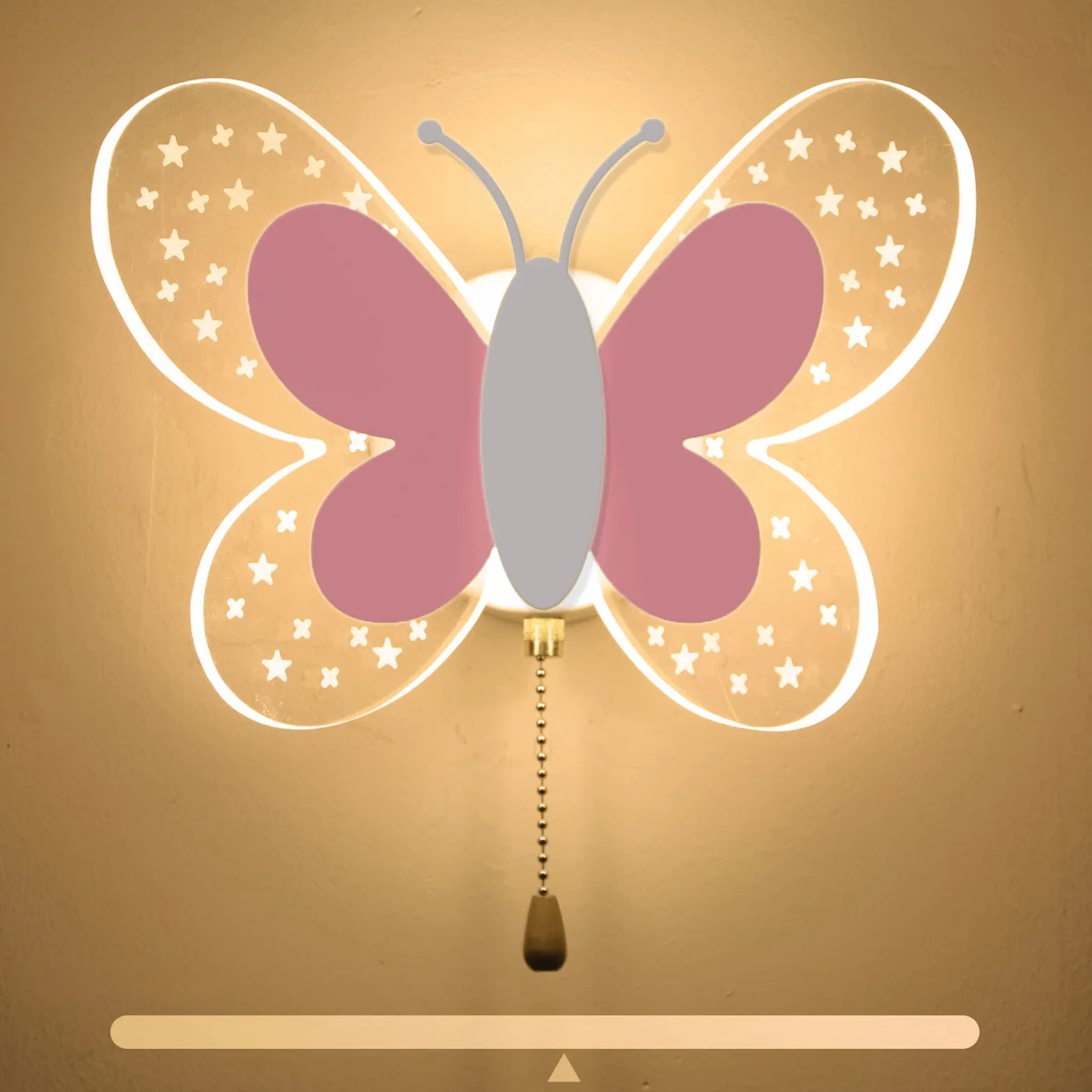 Applique Murale LED 16W avec Interrupteur, Lampe Murale Papillon Rose 3 Températures de Couleur