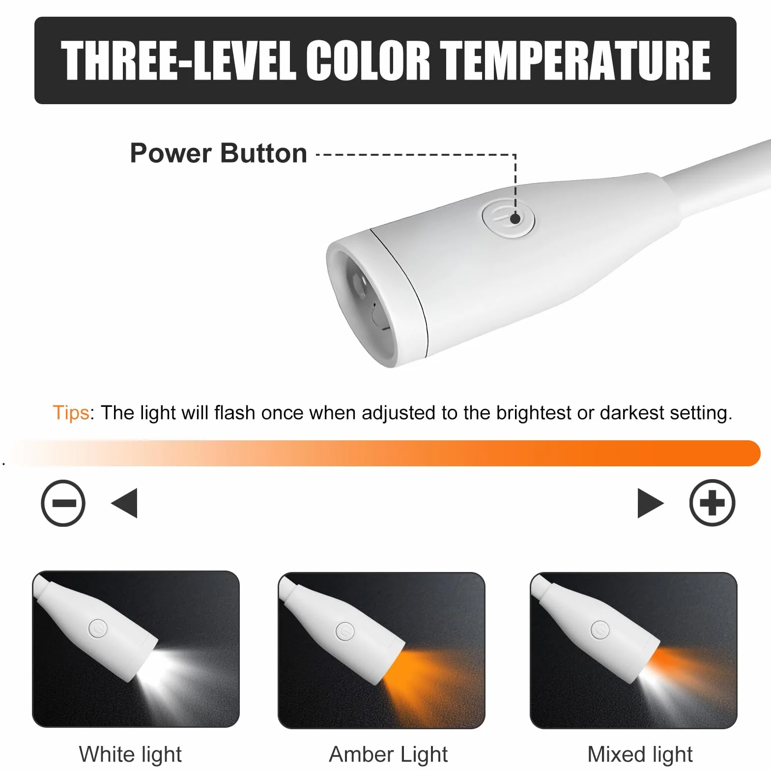Lampe de Cou LED Rechargeable USB, Bras Flexibles 360°, 3 Couleurs 9 Niveaux Luminosité