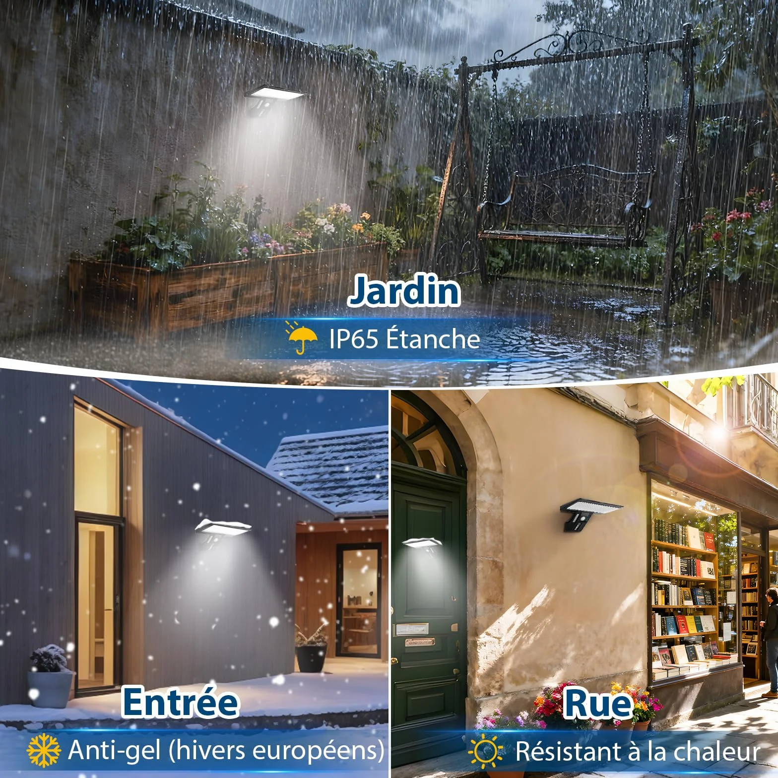 JESLED Lumière solaire extérieure murale 90 LED Détecteur de mouvement IP65 4 Paquet
