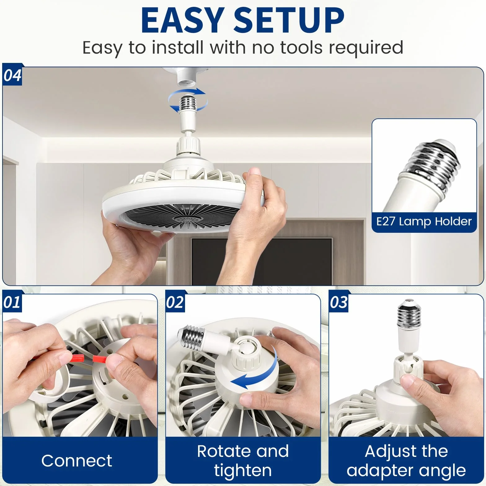 Ventilateur Plafond Silencieux 30W LED E27 avec Télécommande Dimmable 3 Vitesses Lampe Plafond pour Chambre Salon Cuisine