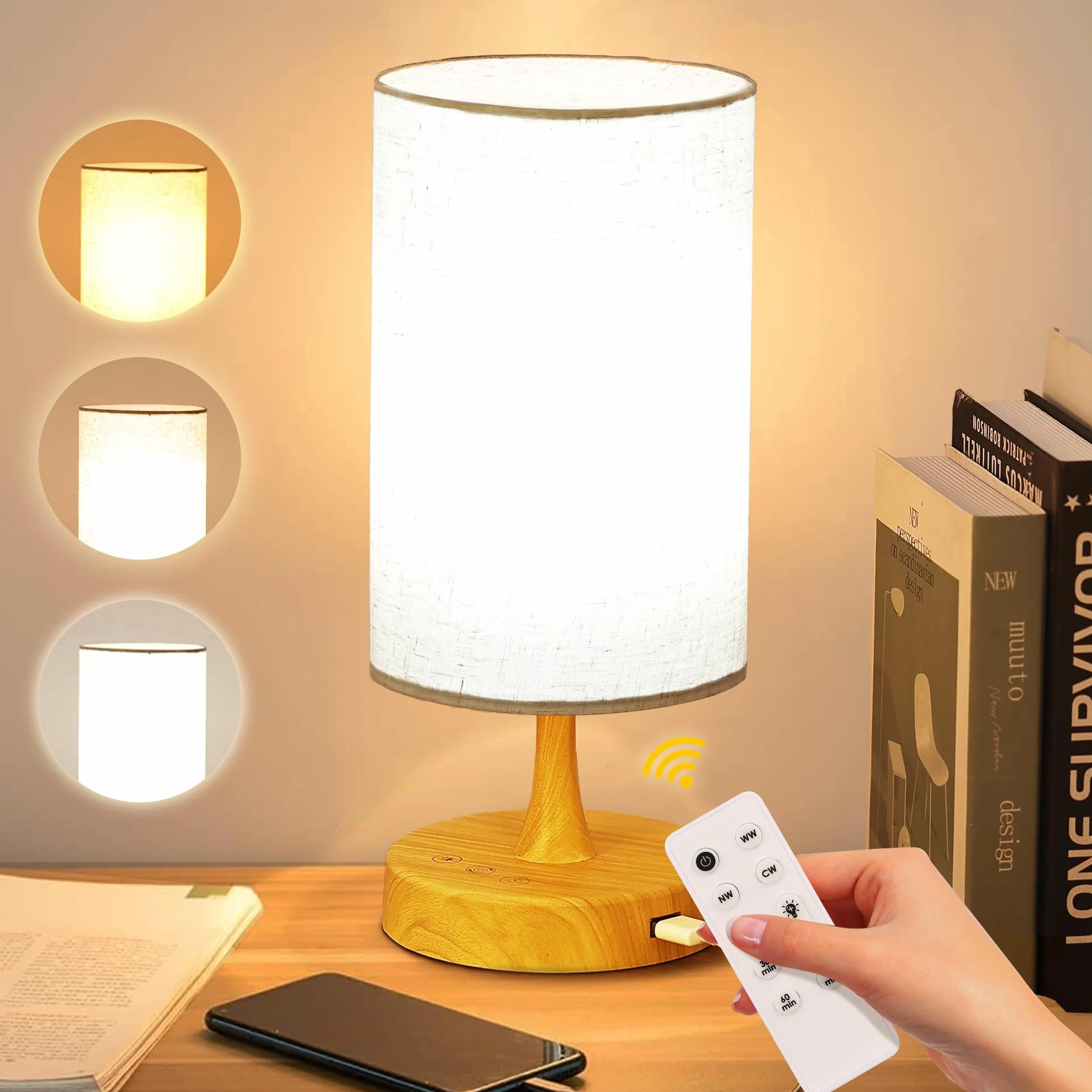 Caromolly Lampe à lumière du jour 10 000 lux Luminothérapie avec télécommande 3 températures de couleur 4 niveaux de luminosité minuterie spectre complet