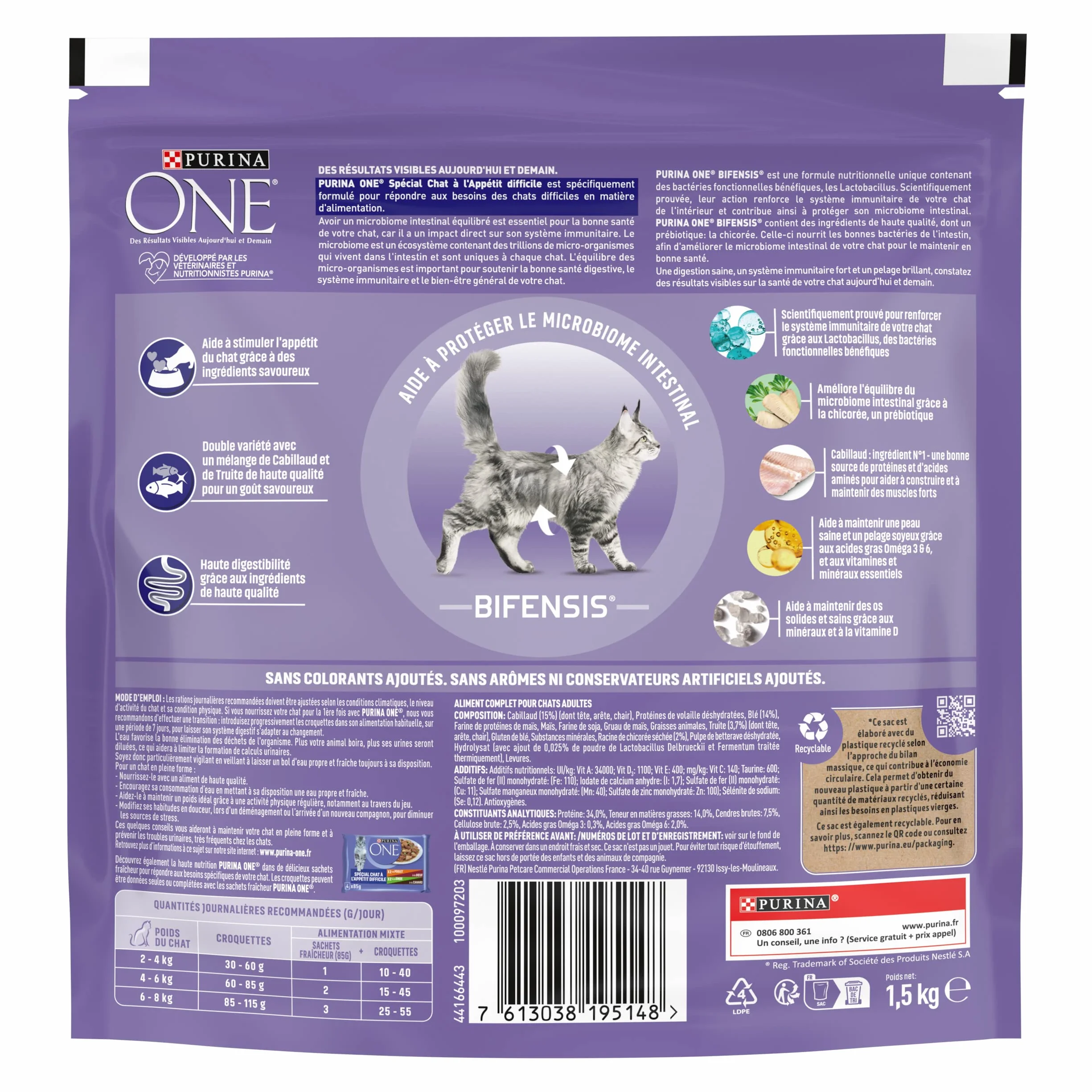 PURINA ONE BIFENSIS Croquettes Chat Adulte à l'appétit difficile 1,5 kg