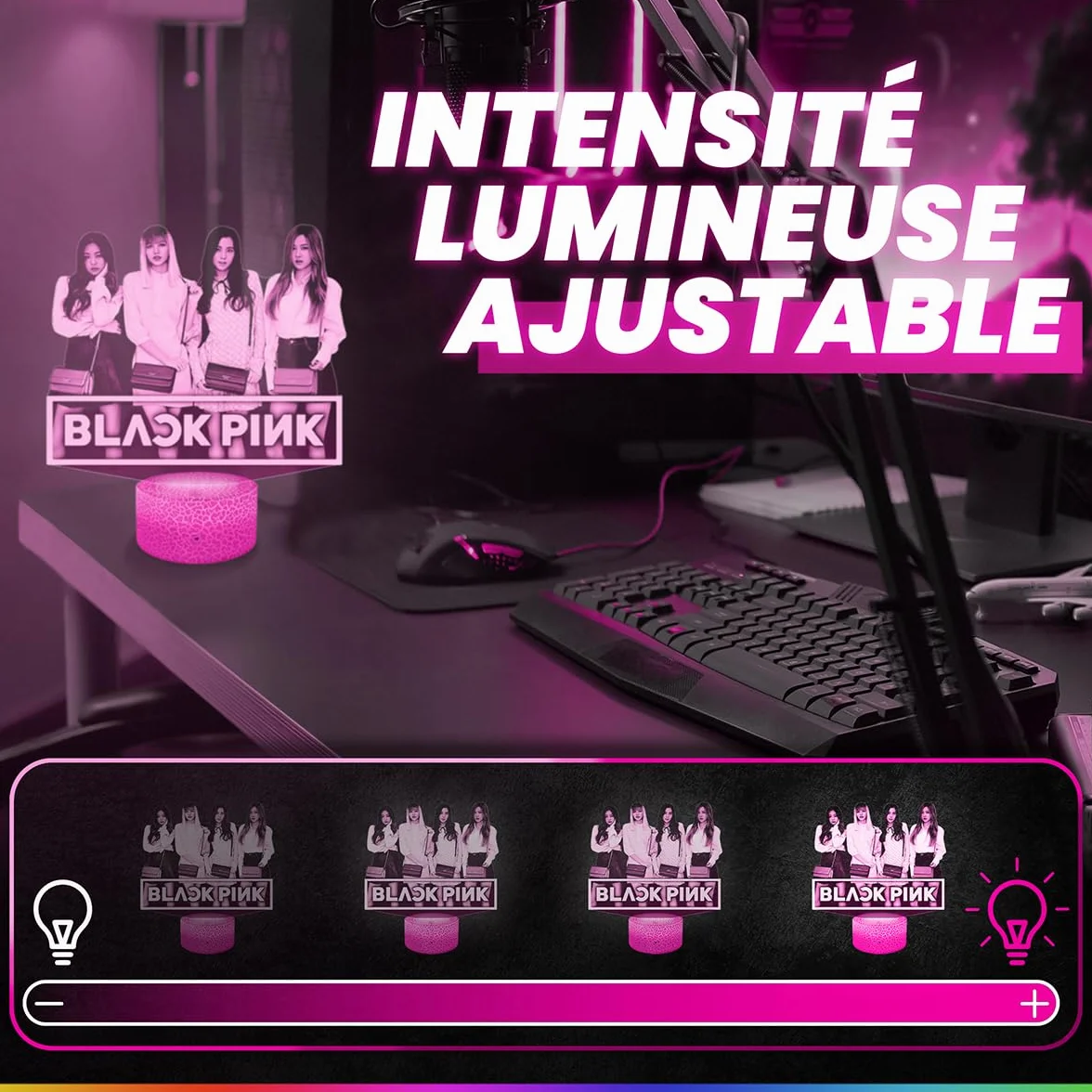 Lampe 3D B. Pink Effet Hologramme Veilleuse Tactile LED Idée Cadeau Fan Kpop